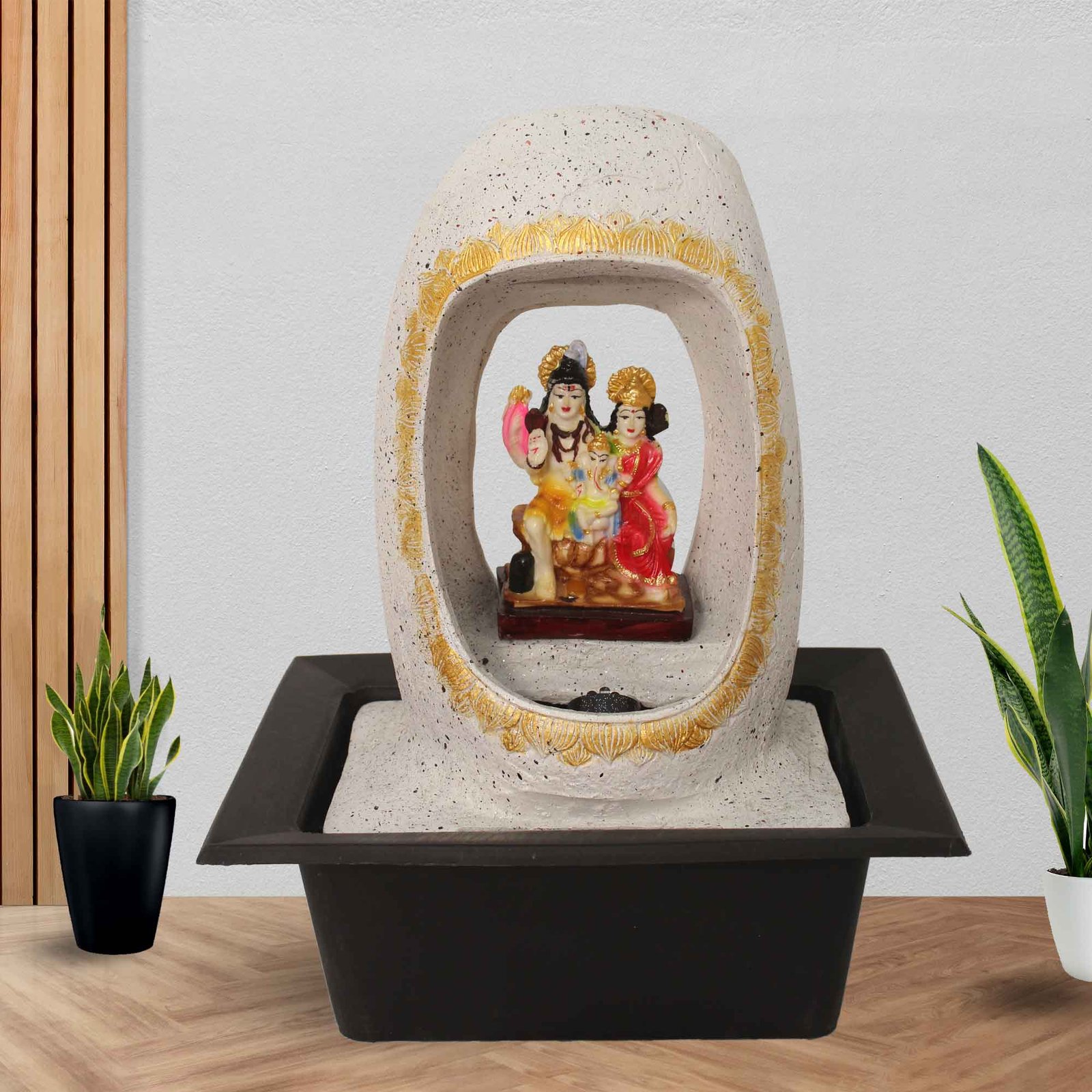 Shiv Parivar small fountain With Led Light - sandstone Finish 41 cm G57GX0529WGDMX-67X0036M