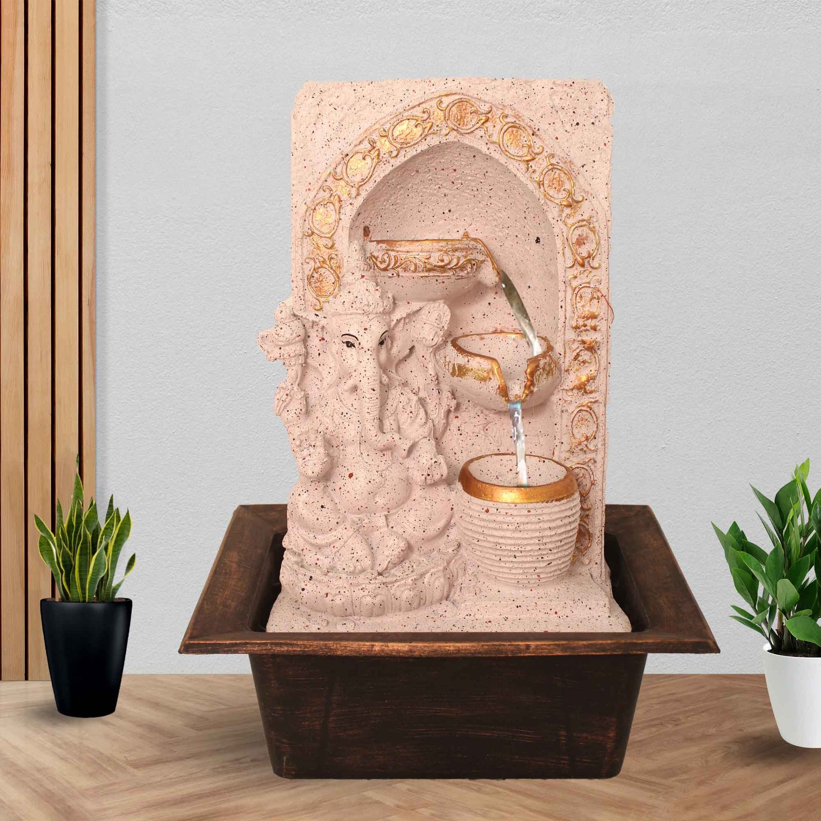 Decorative Ganesh table top fountain With Led Light - sandstone Finish 42 cm G57GX0547PCDMX