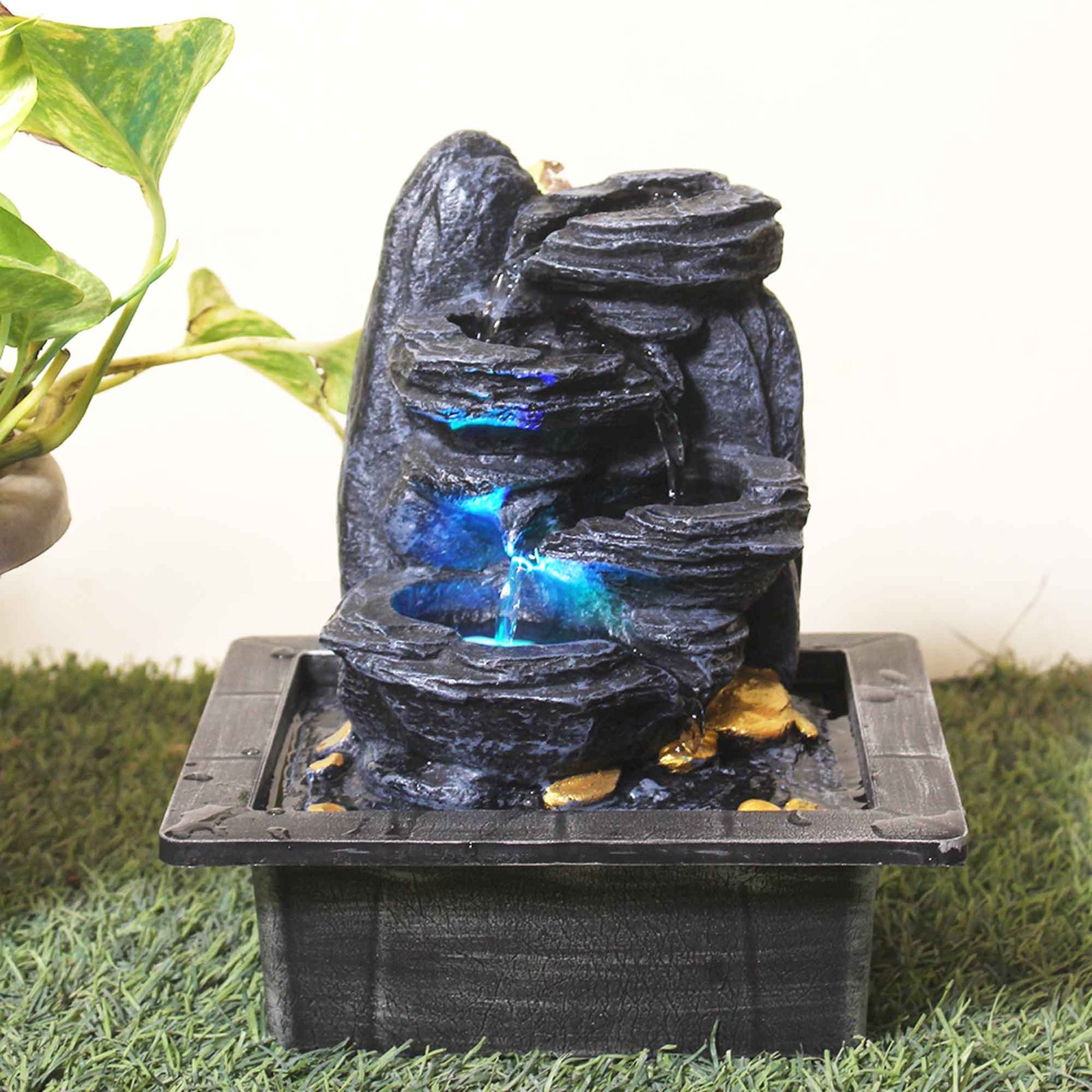Decorative indoor water fountain for home With Led Light - Metalic Antique Finish 25 cm G57GX0604FGAMX