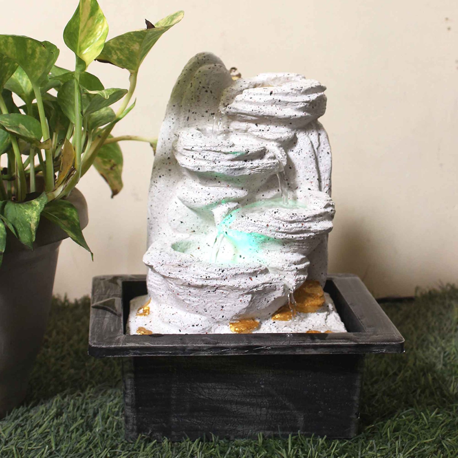 Decorative indoor fountain and waterfalls With Led Light - sandstone Finish 25 cm G57GX0604WGDMX