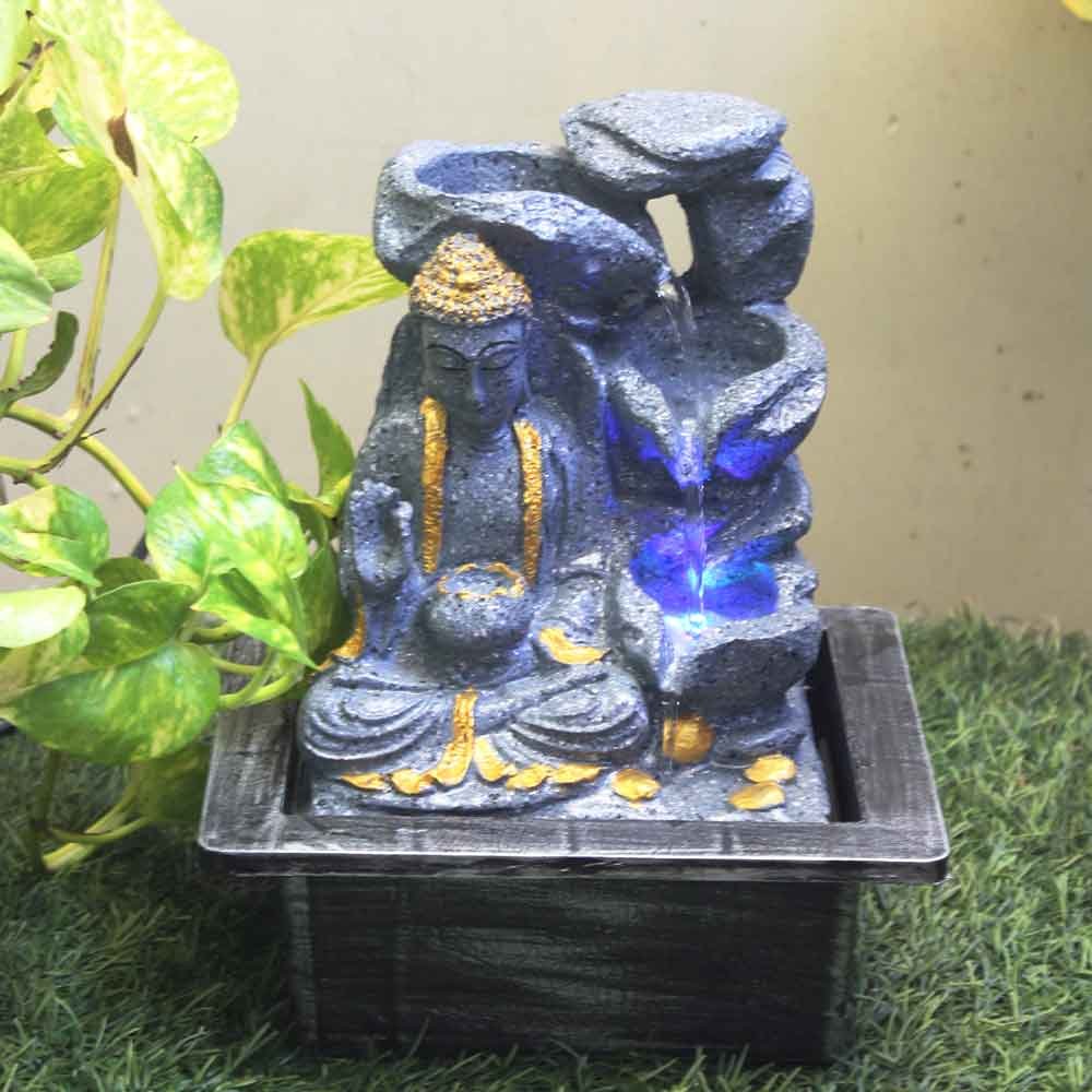 Nature Buddha mini desktop fountain With Led Light - sandstone Finish 25 cm G57GX0606FGDMX