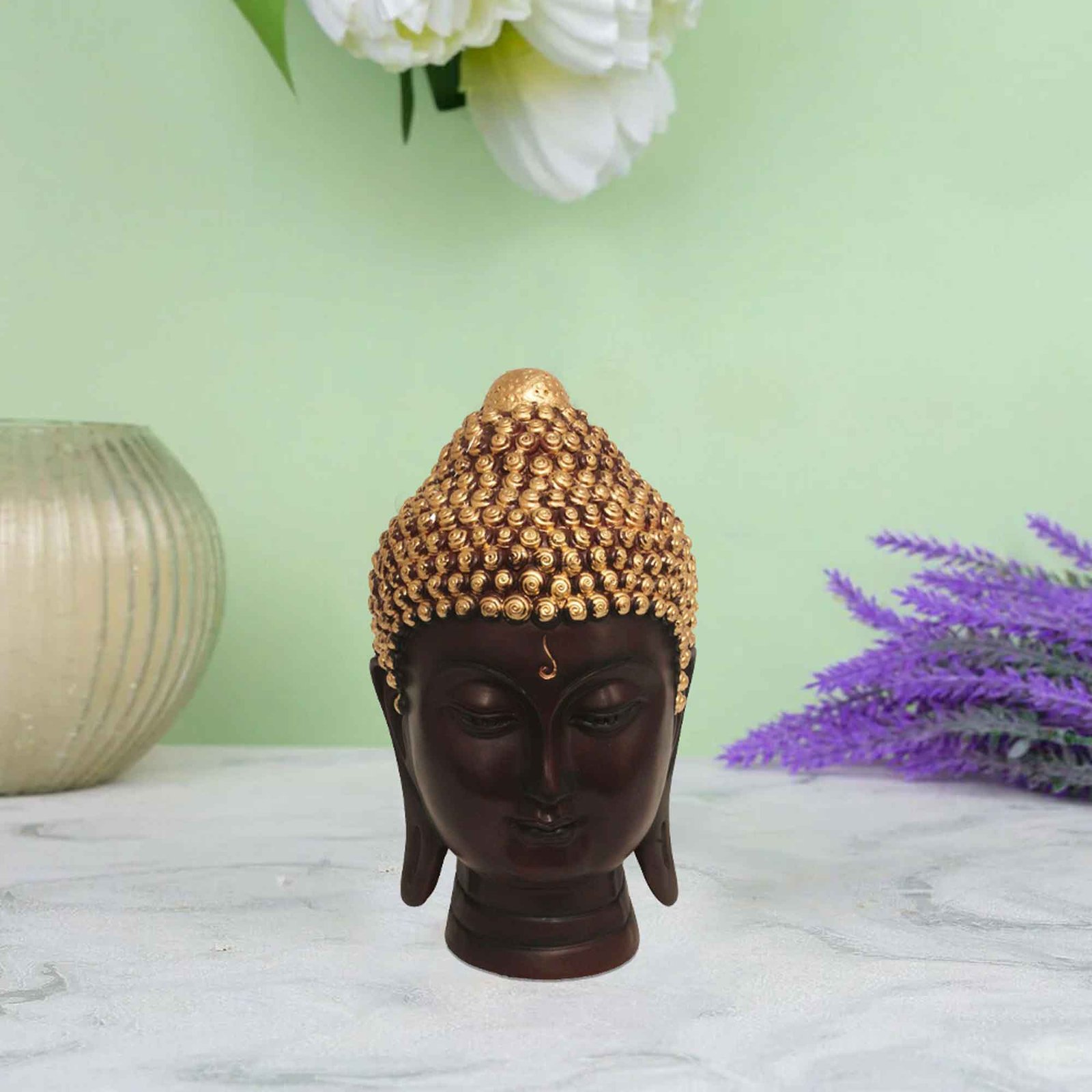 Tabletop Buddha Face idols for home decoration Matte Finish 11 cm G57GX1058AGNMX