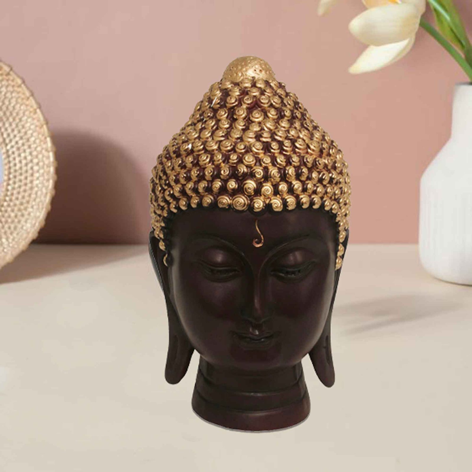 Buddha Head murti for home decoration Matte Finish 15 cm G57GX1059AGNMX