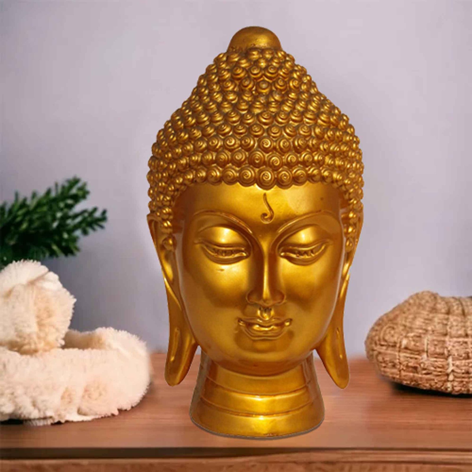 Polyresin Buddha Face sculpture for tv unit Pearl Finish 30 cm G57GX1061GGSGX