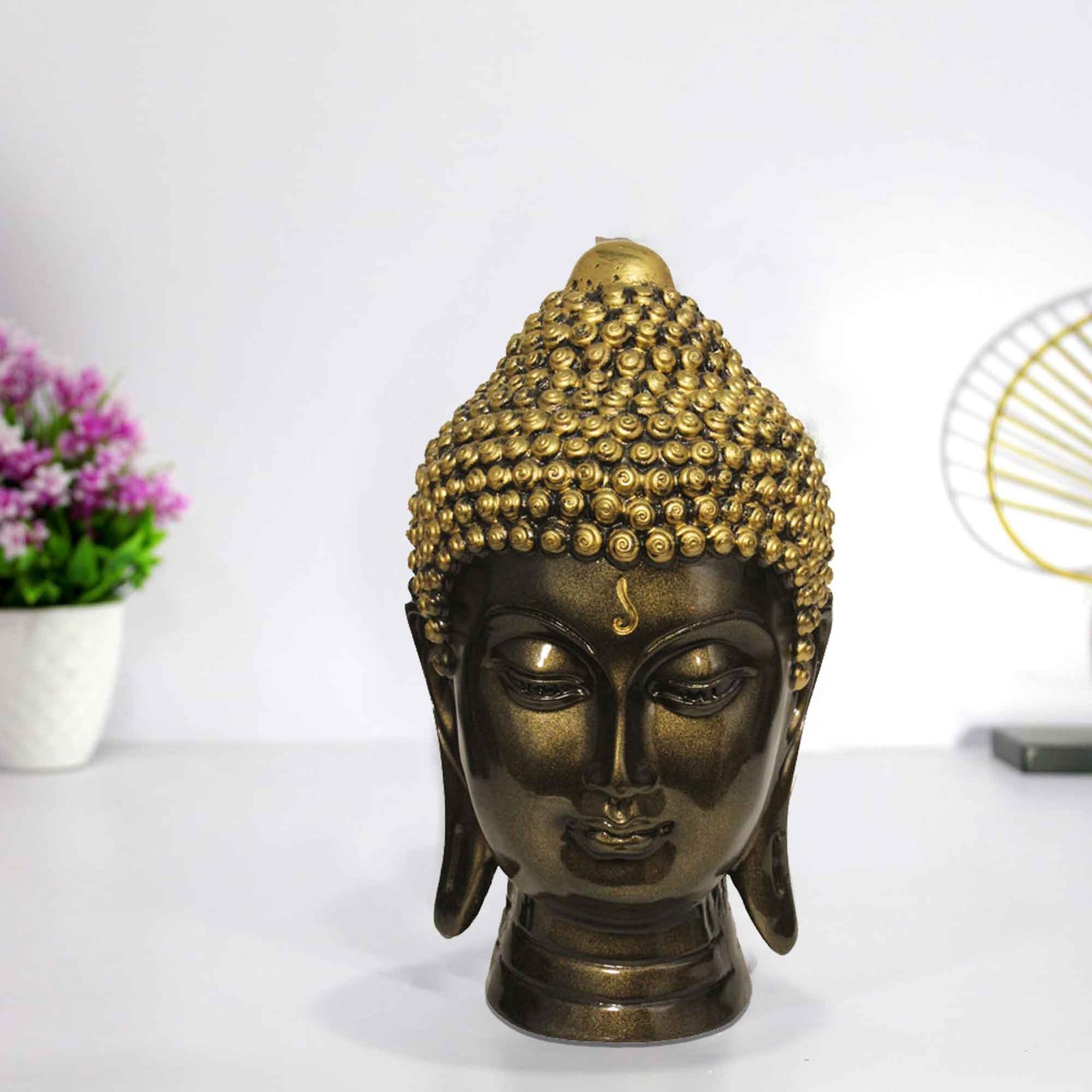 Gautam Buddha Face statue for living room Brass Antique Finish 20 cm G57GX1062BBAGX