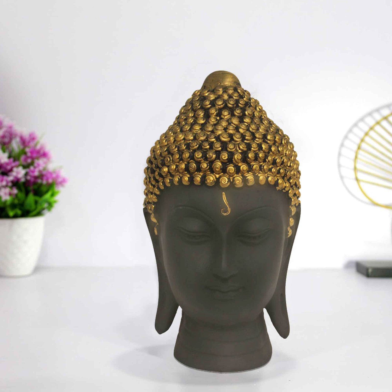 Gautam Buddha Face showpiece for tv unit Matte Finish 20 cm G57GX1062KBNMX