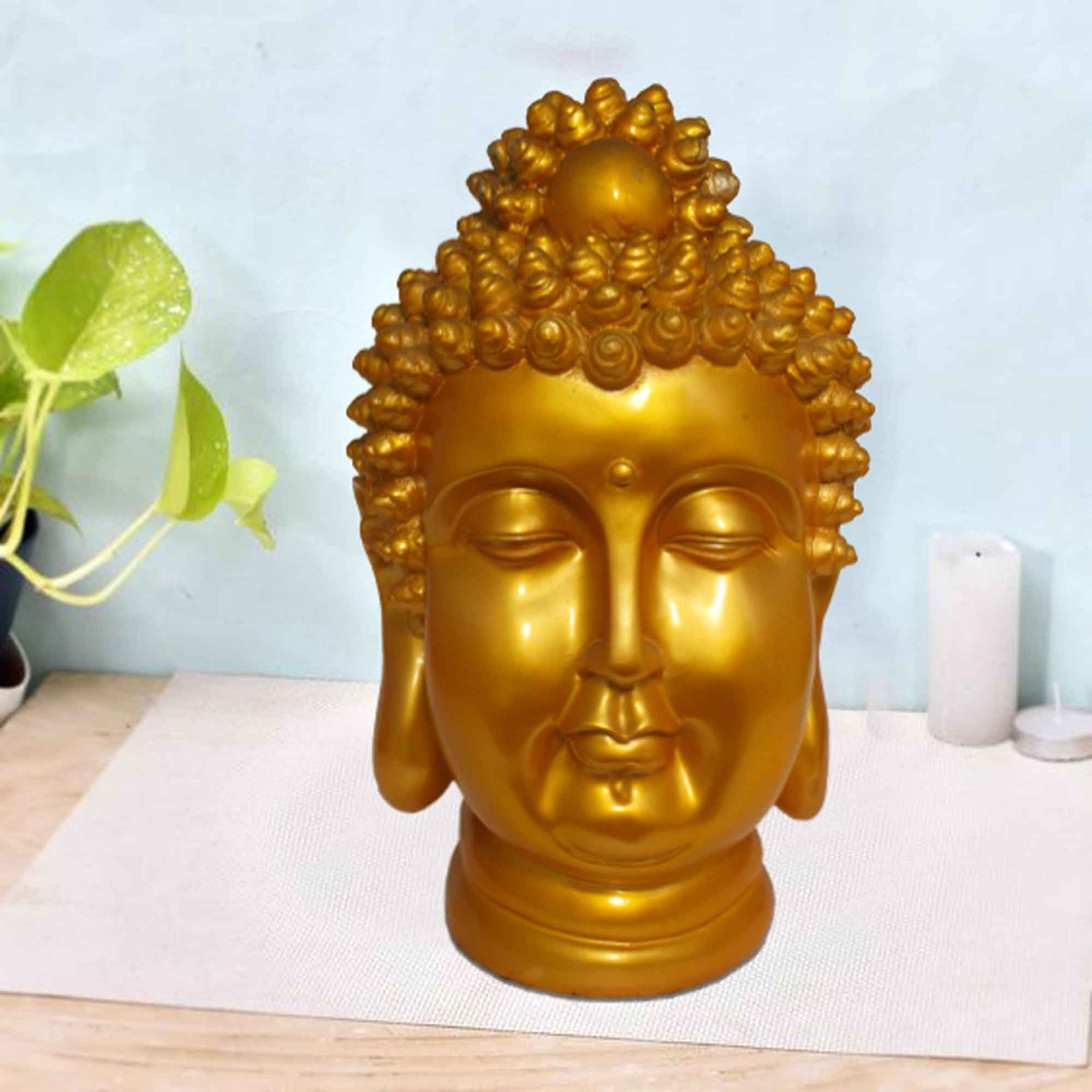 Polyresin Gautam Buddha Head figures for tv unit Pearl Finish 38 cm G57GX1064GGSGX