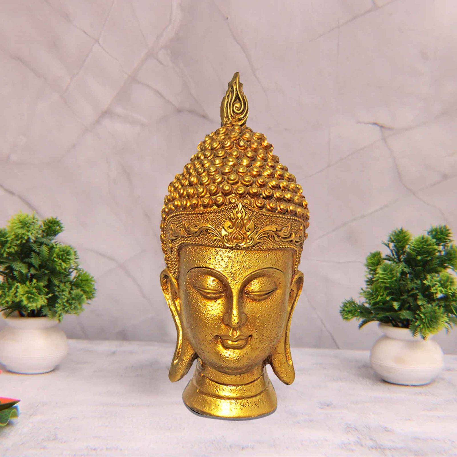 Lord Buddha Face sculpture for living room Gloss Finish 22 cm G57GX1066GGNGX