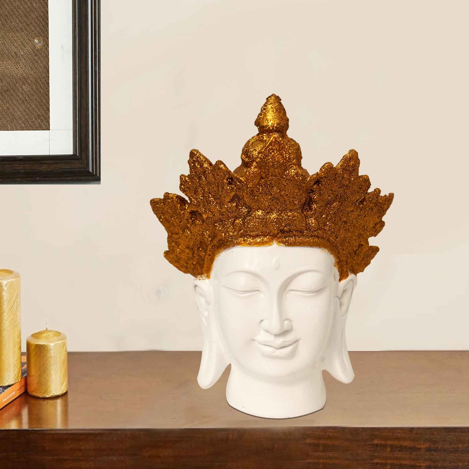 Taj Gautam Buddha Face idols for home decoration Glitter Finish 20 cm G57GX1069WGGGX