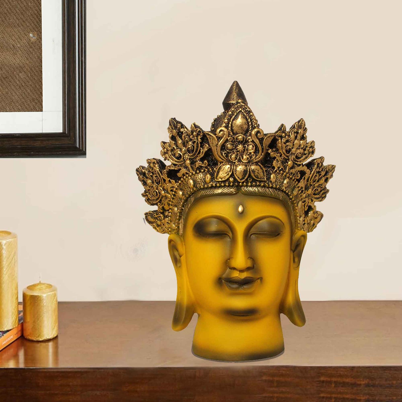 Taj Gautam Buddha Face showpiece for home decor Matte Finish 20 cm G57GX1069YGNMX