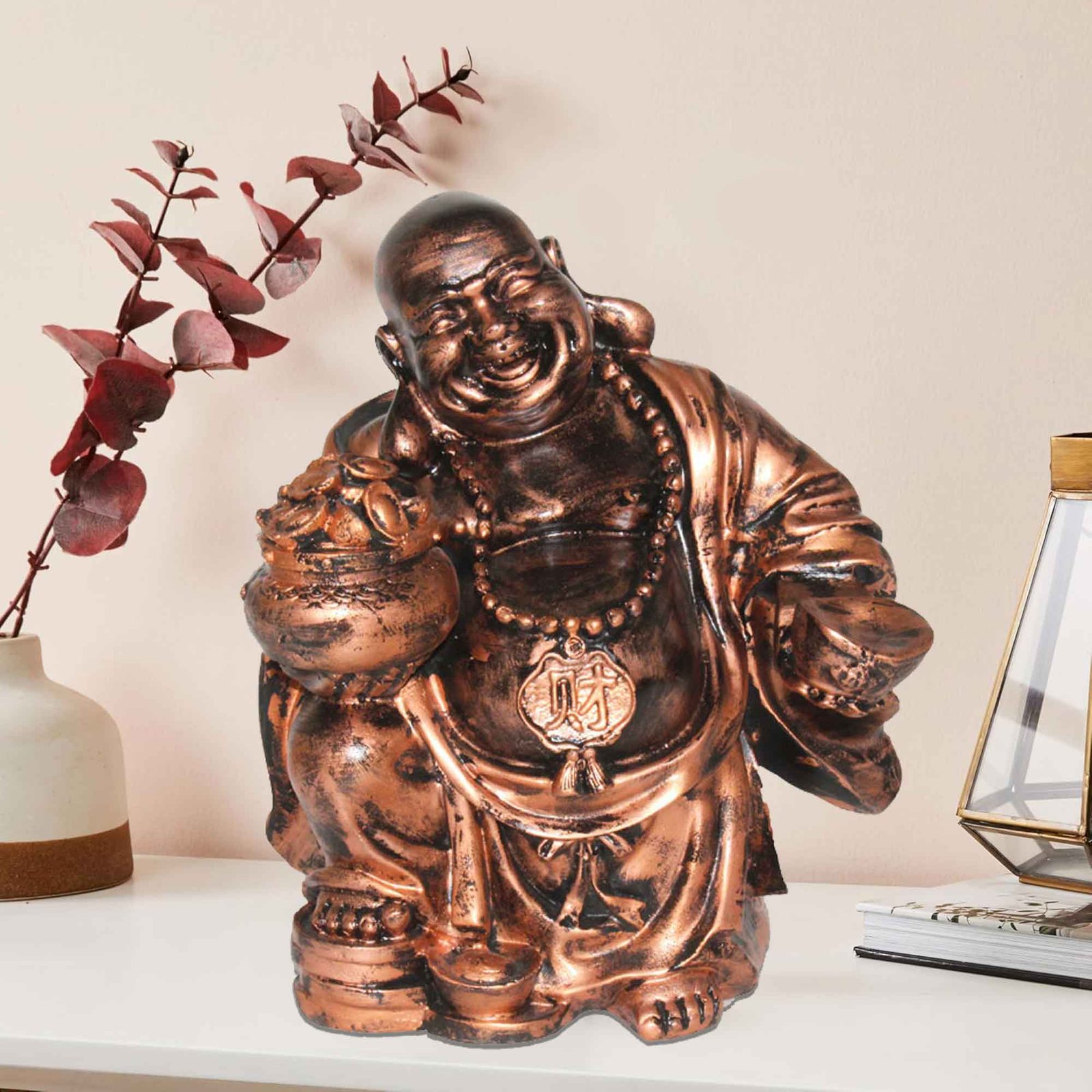 Fengshui Happy Man statue for gift Copper Antique Finish 24 cm G57GX1072CCAGX