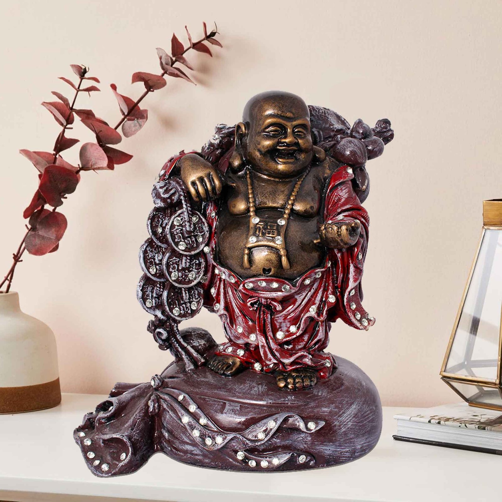 Fengshui Happy Buddha idols for gift Antique Finish 23 cm G57GX1073GRAGX