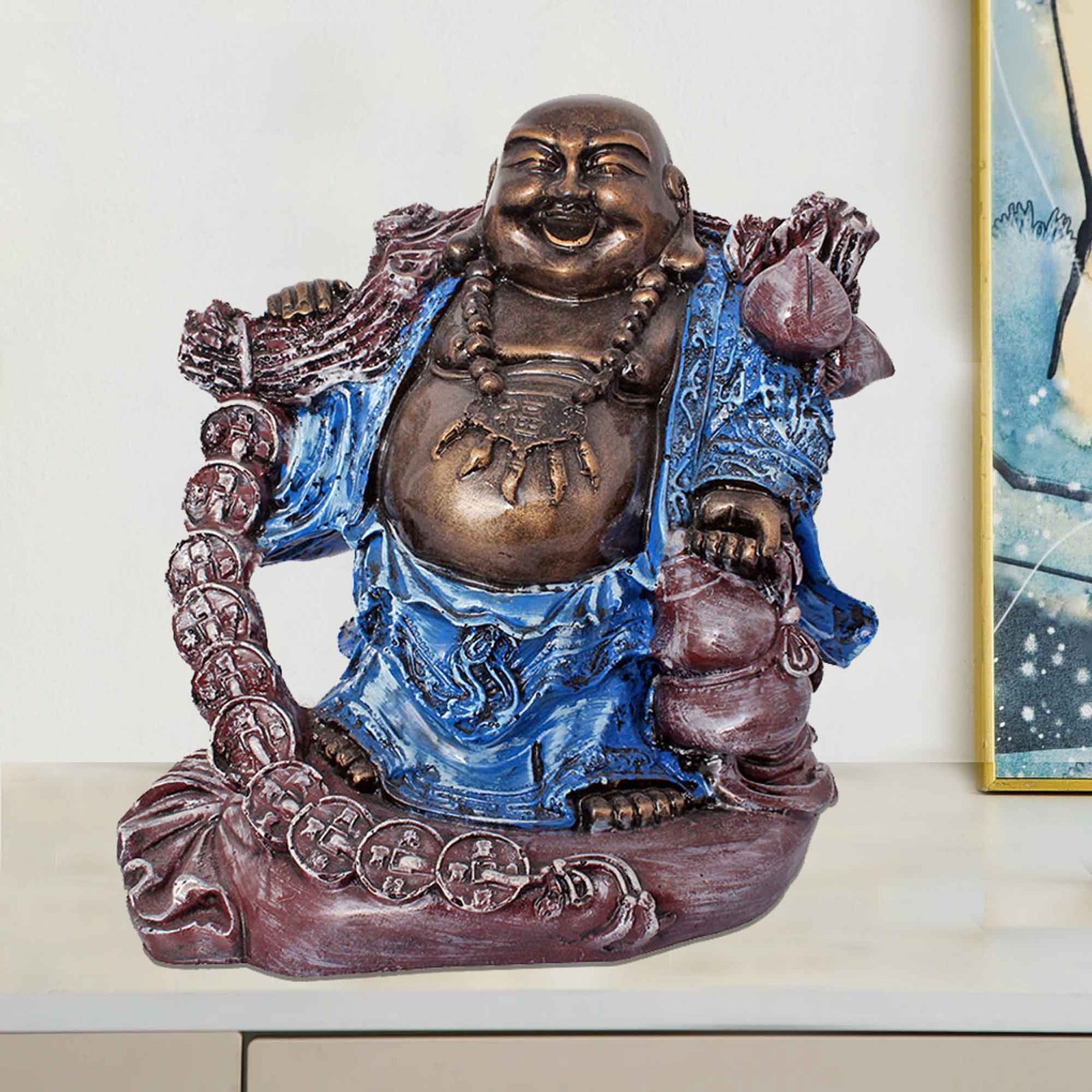 Handicraft Vastu Laughing Buddha idols for home Antique Finish 23 cm G57GX1079GNAGX