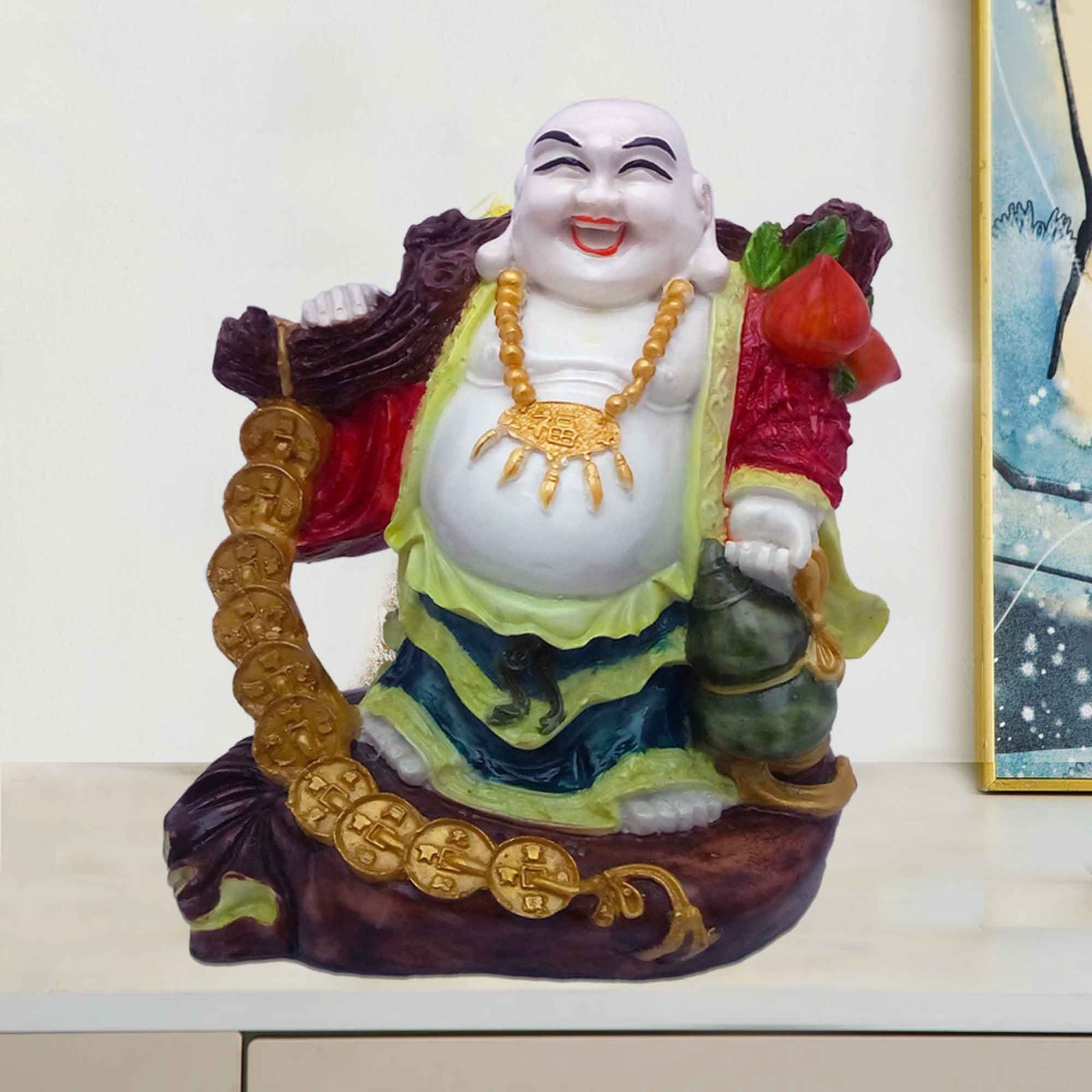 Handicraft Vastu Laughing Buddha showpiece for gift Gloss Finish 23 cm G57GX1079WMLGX