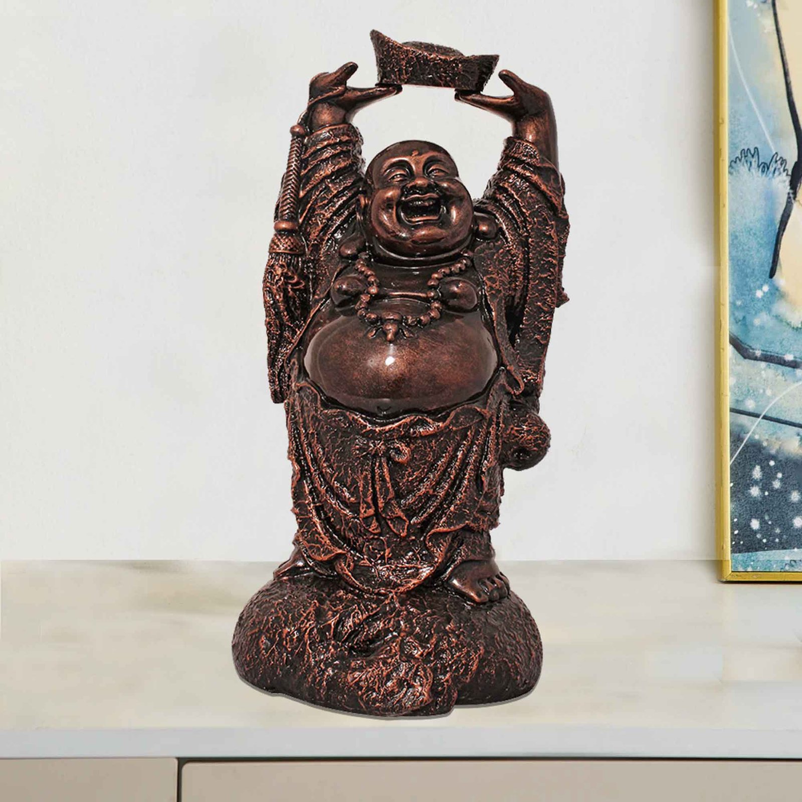 Laughing Man sculpture for home decoration Copper Antique Finish 38 cm G57GX1081CCAGX