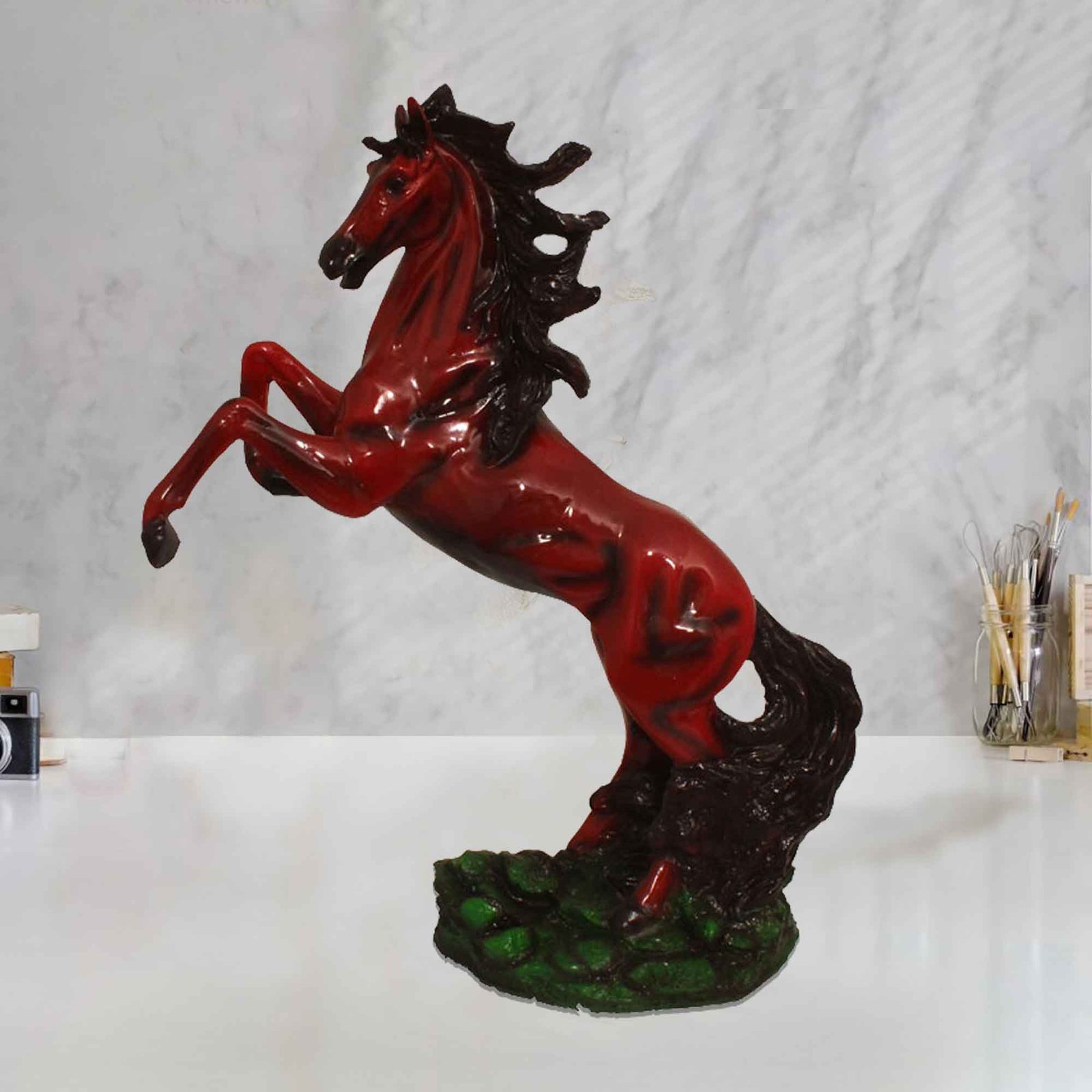 Polyresin Big Running Horse sculpture for home decoration Gloss Finish 58 cm G57GX1086AKLGX