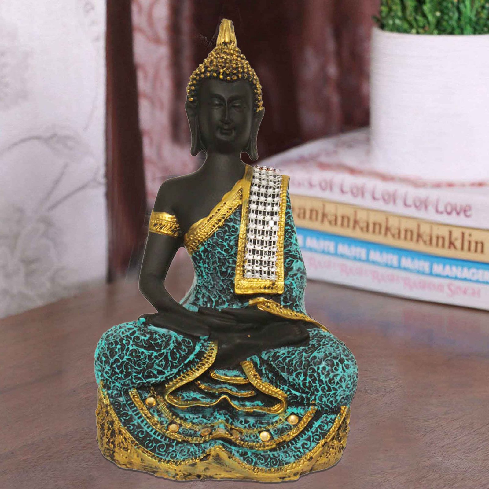 Meditating Gautam Buddha idols for tv unit Jewellery Decorated 25 cm G57GX1089KNMMZ