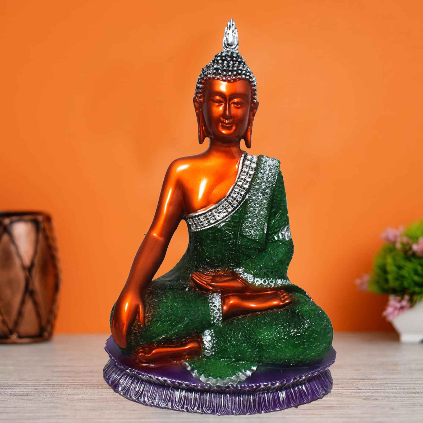 Meditating Buddha idols for home Pearl Finish 27 cm G57GX1090CHSGZ