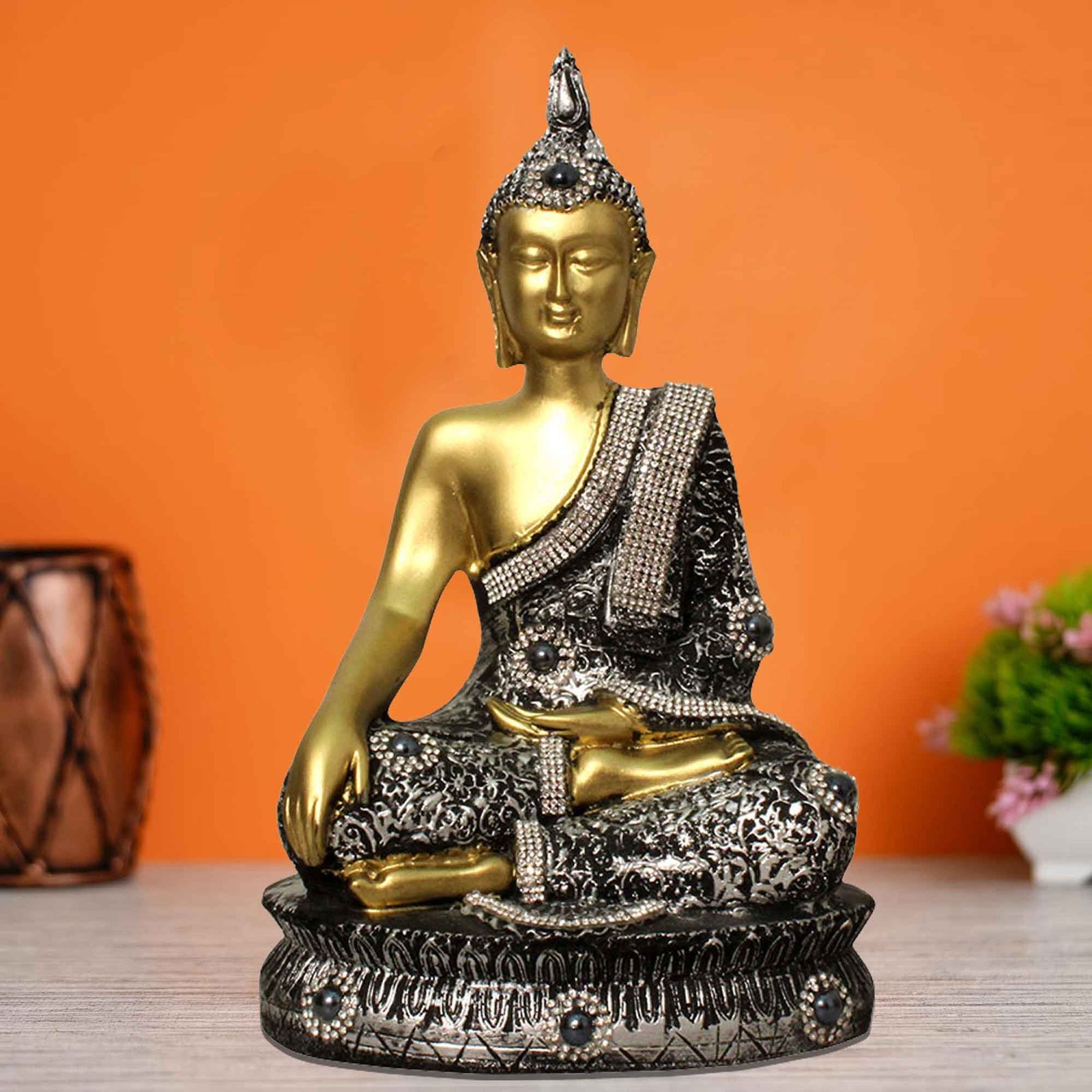 Meditating Buddha idols for gift Pearl Finish 27 cm G57GX1090GSSGZ