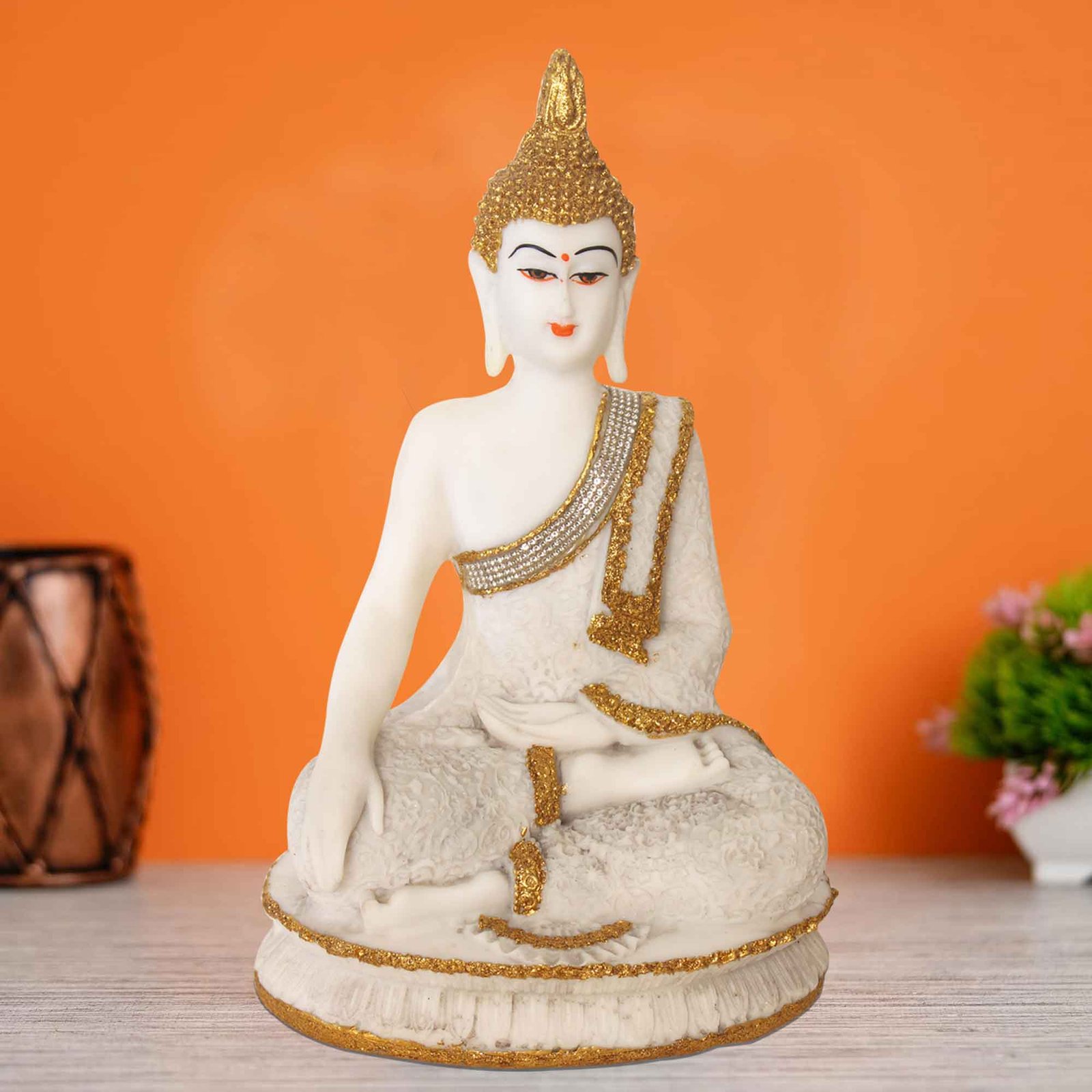 Meditating Buddha artifacts for office decor Marble Look Jewellery Decorated 27 cm G57GX1090WGCMZ