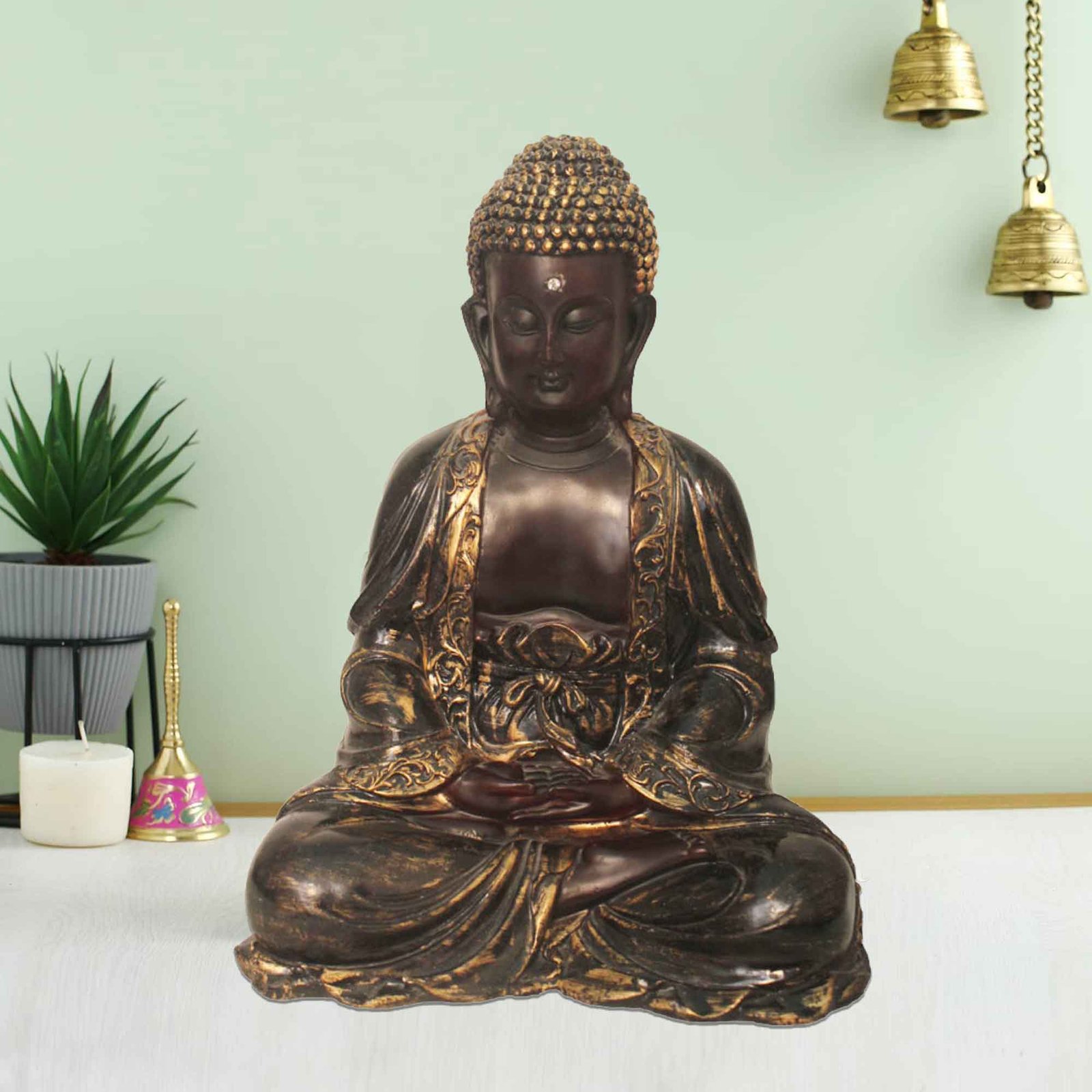 Samadhi Buddha figures for home decor Matte Finish 28 cm G57GX1091AGNMX