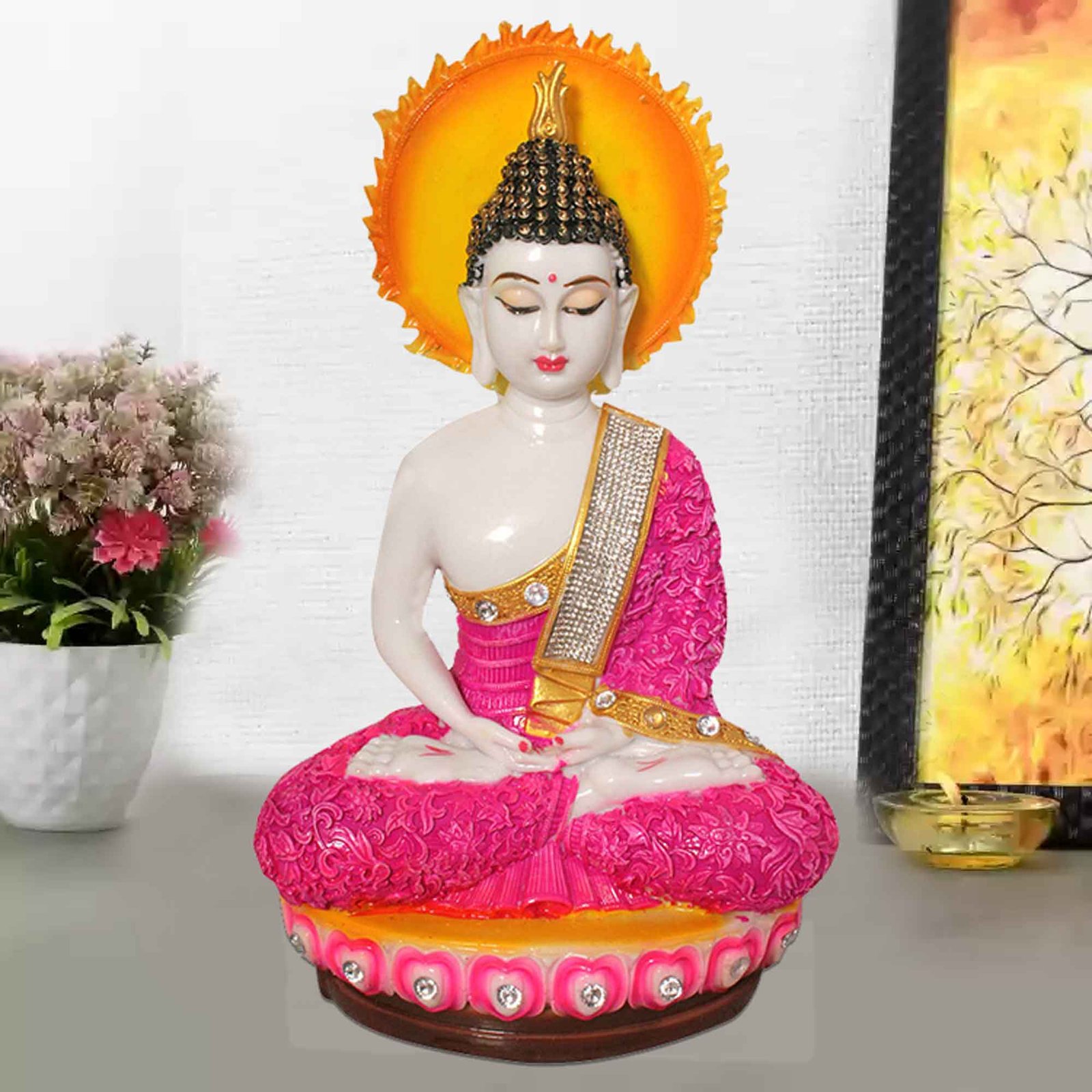 Chakra Buddha idols for home decoration Marble Look Jewellery Decorated 32 cm G57GX1092WPCGZ