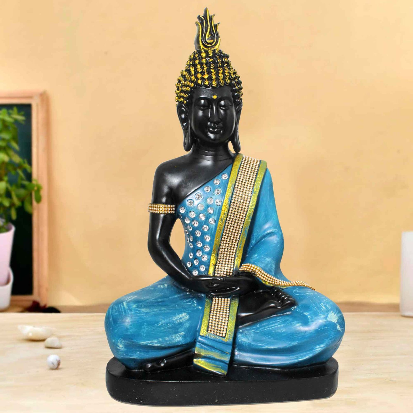 Meditating Sitting Buddha sculpture for tv unit Jewellery Decorated 48 cm G57GX1093KNMMZ