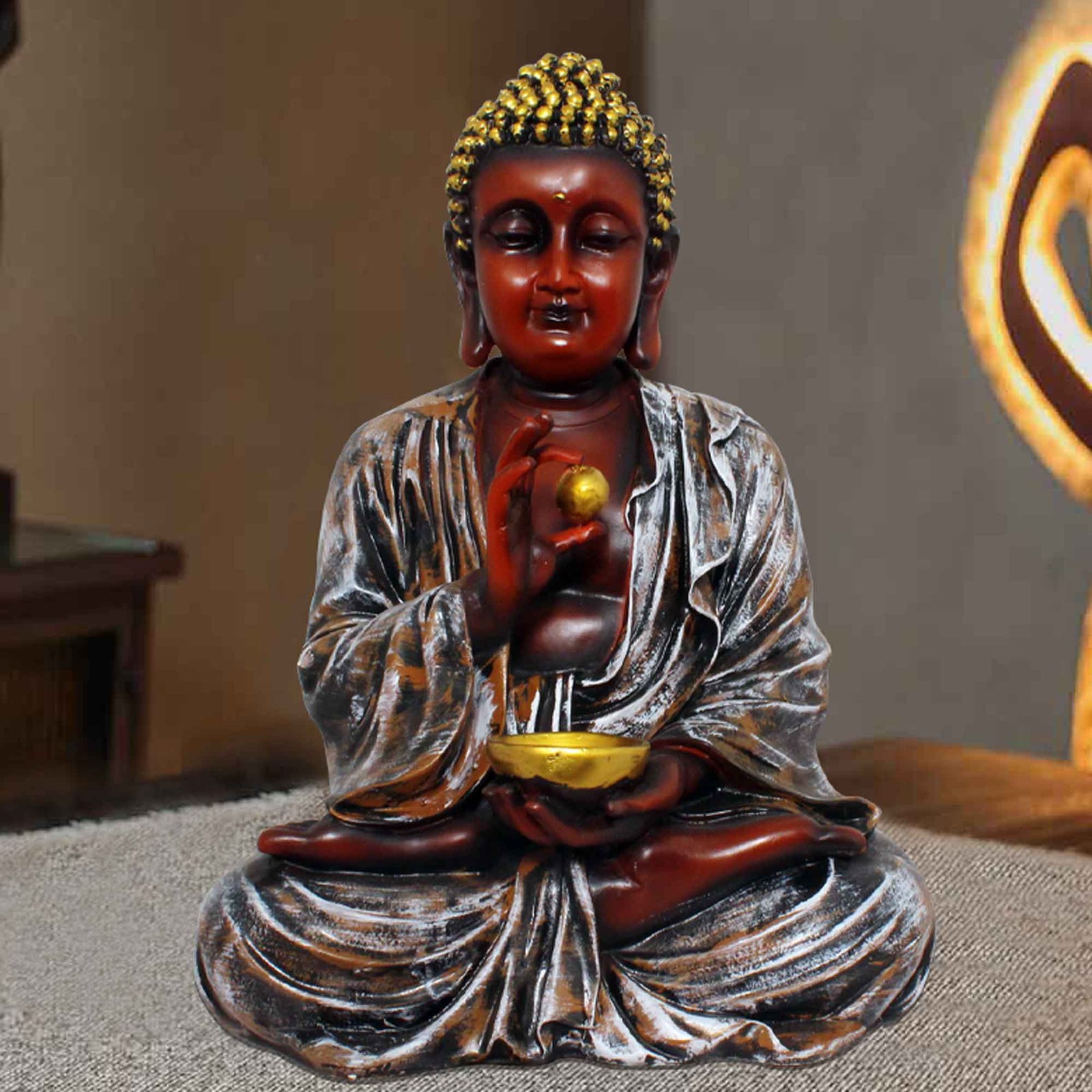 Polyresin Goli Buddha showpiece for home Multi Look 34 cm G57GX1097AAMMX