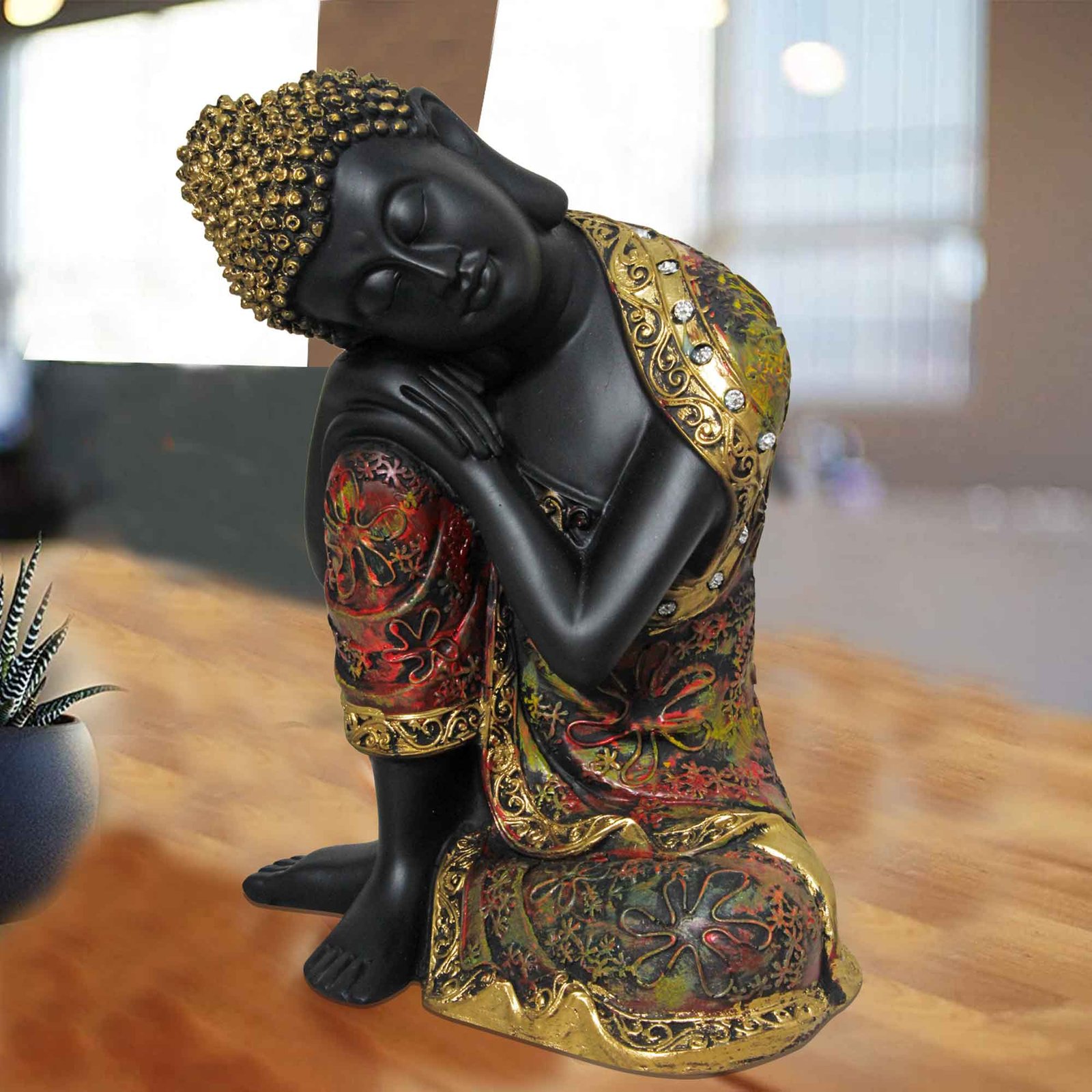Resting Gautam Buddha statue for home decor Multi Look 23 cm G57GX1100KRMMX