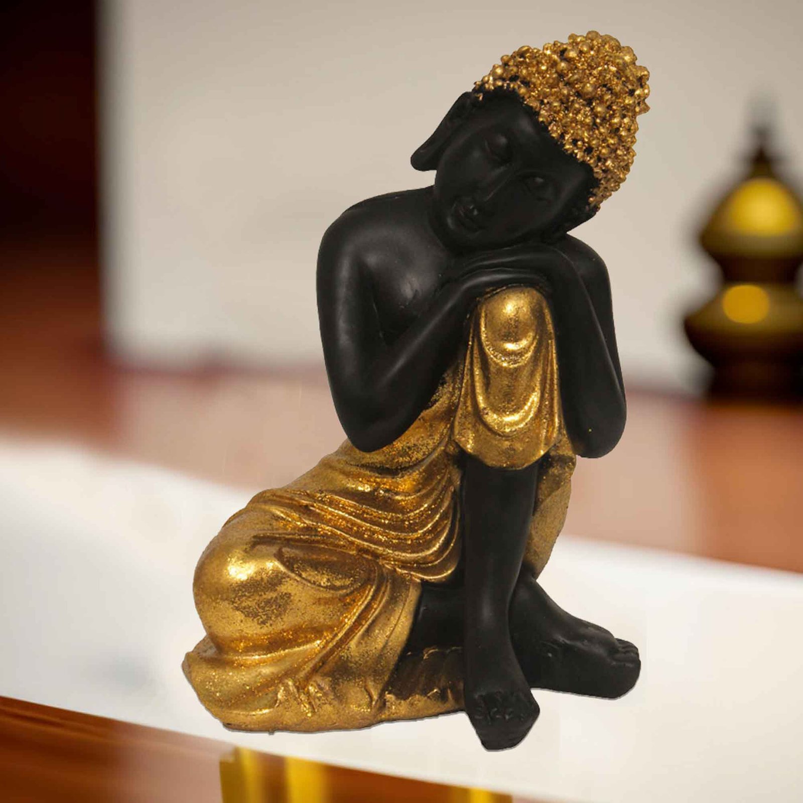 Resting Buddha artifacts for home decor Glitter Finish 23 cm G57GX1101KGGMX