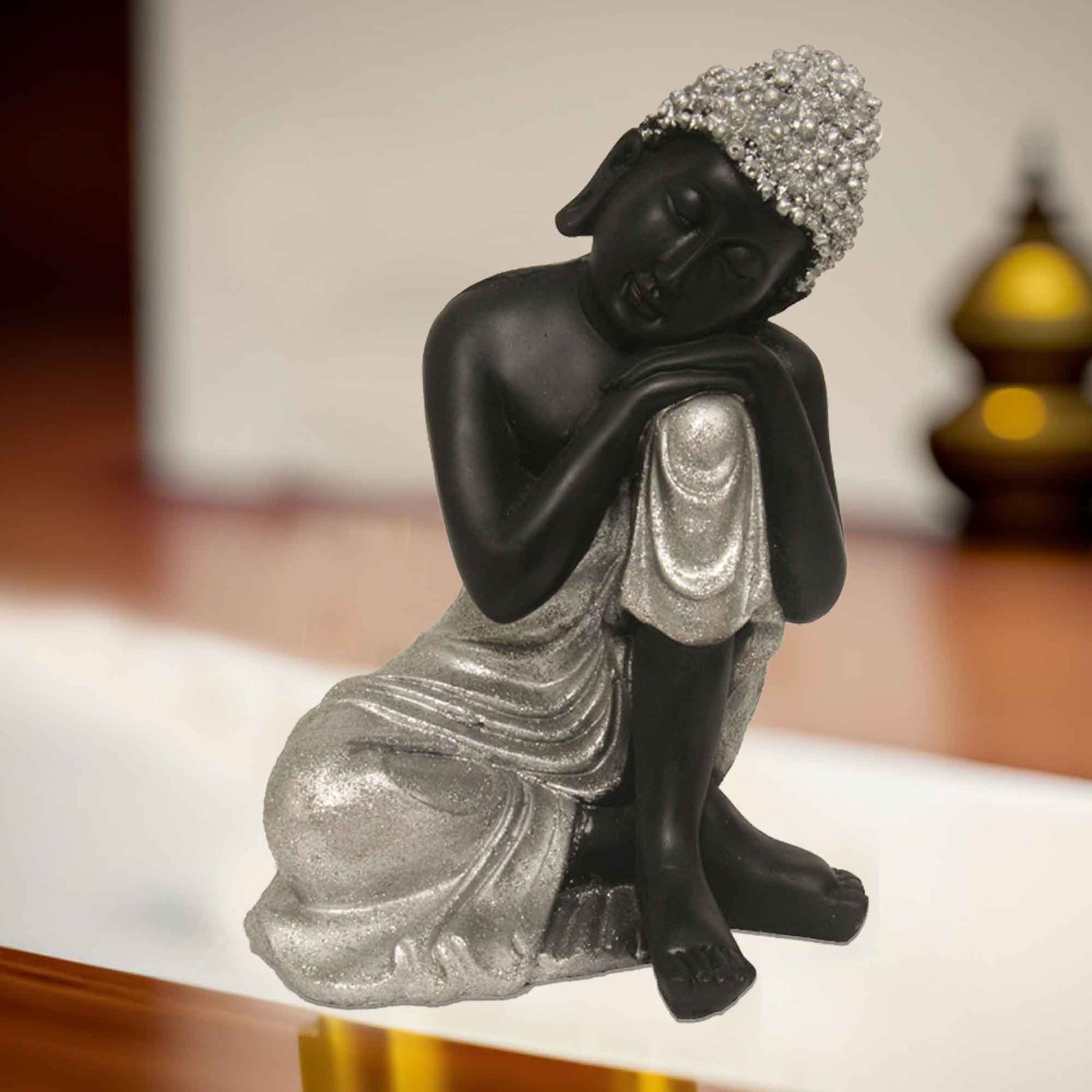 Resting Buddha artifacts for office decor Glitter Finish 23 cm G57GX1101KSGMX