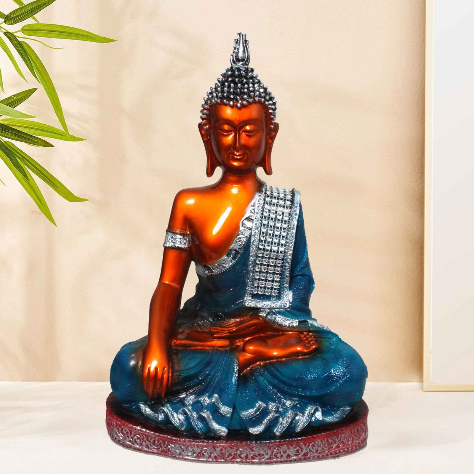 Handicrafted Sitting Buddha figures for living room Pearl Finish 27 cm G57GX1103CNSGZ