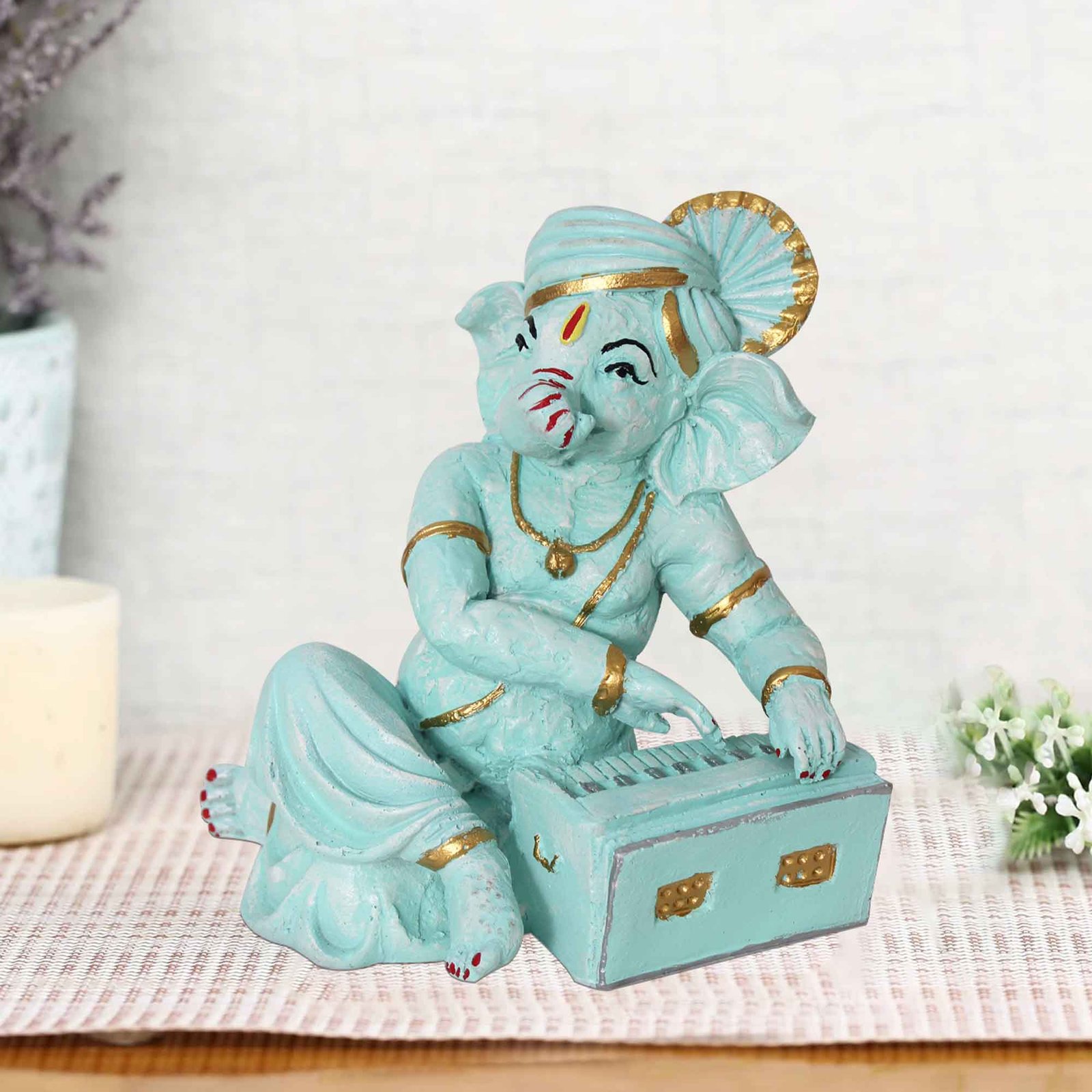 Lord Harmonium Ganesha showpiece for tv unit Matte Finish 22 cm G57GX1105HHLMX