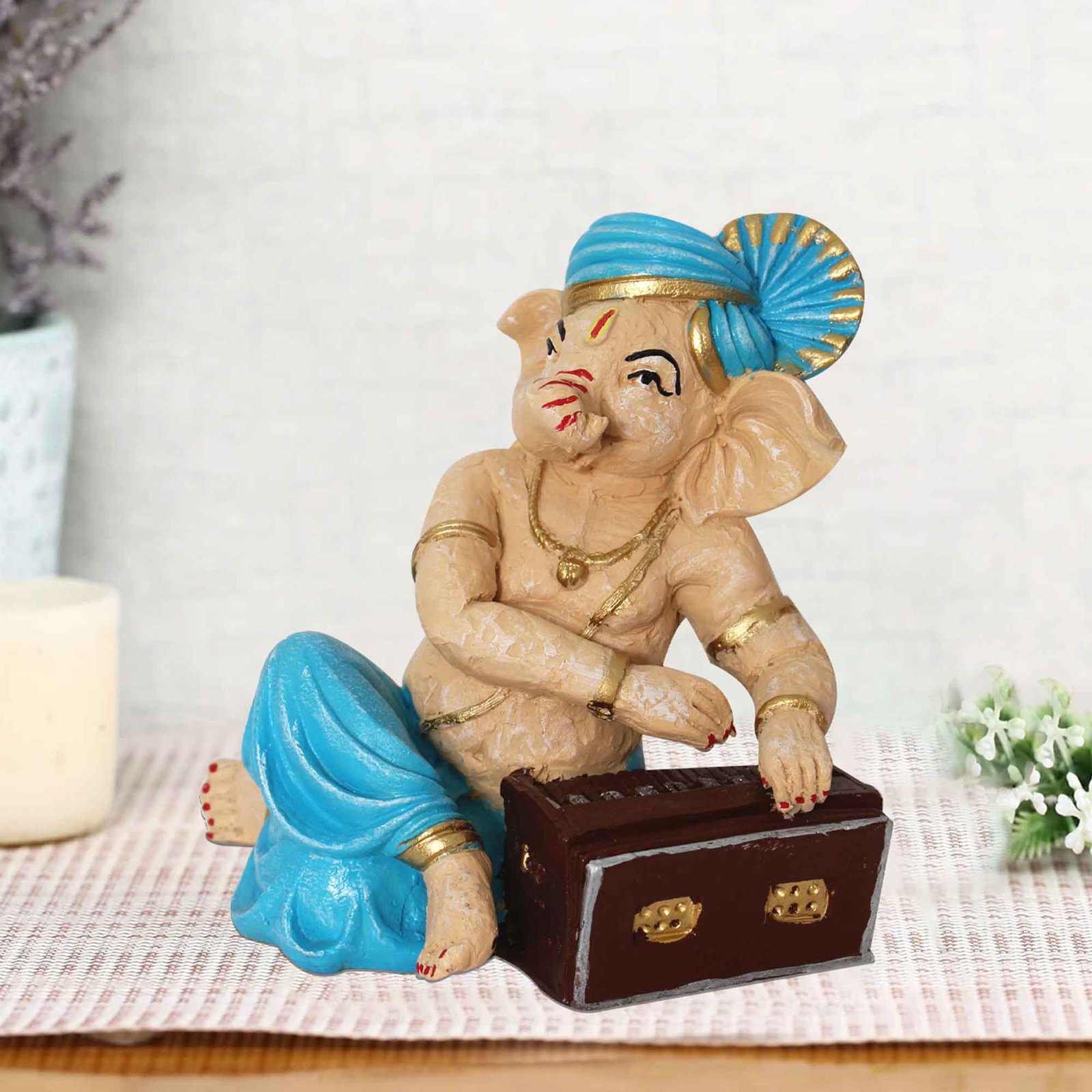 Lord Harmonium Ganesha idols for home decoration Matte Finish 22 cm G57GX1105VQLMX