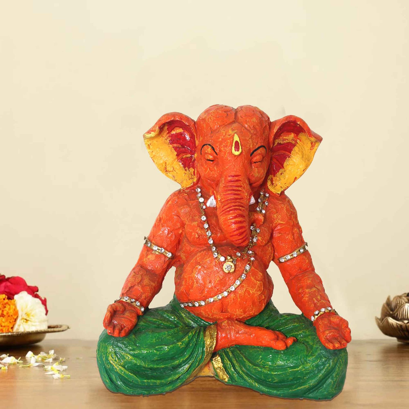 Meditating Lord Ganesh idols for home decoration Jewellery Decorated 23 cm G57GX1115OHLMZ