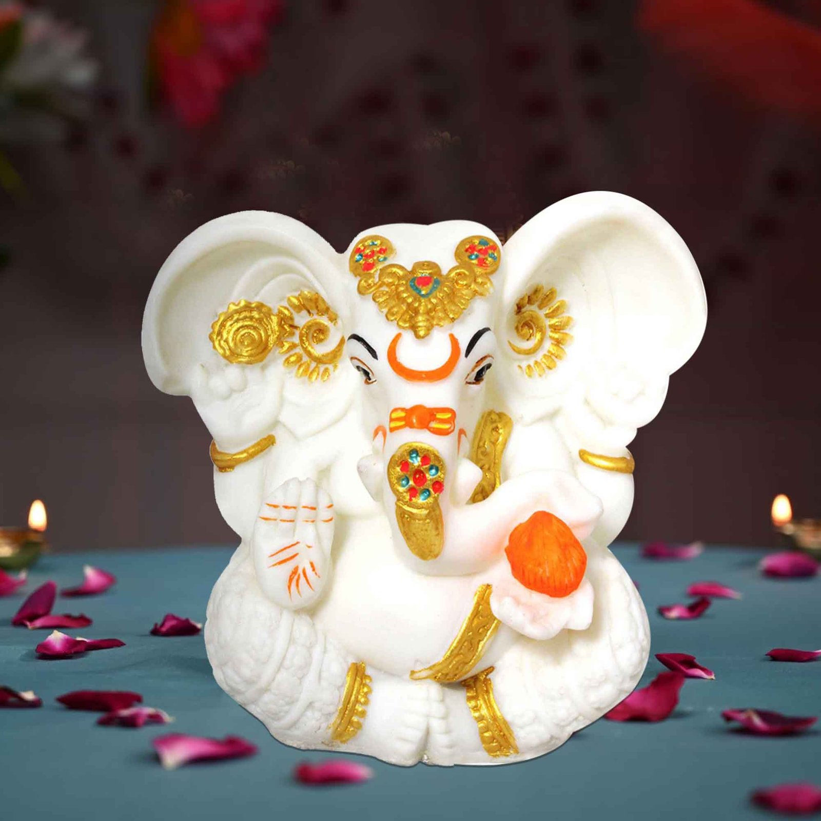Handicraft Ganesha statue for pooja room Marble Look 15 cm G57GX1121WGCMX