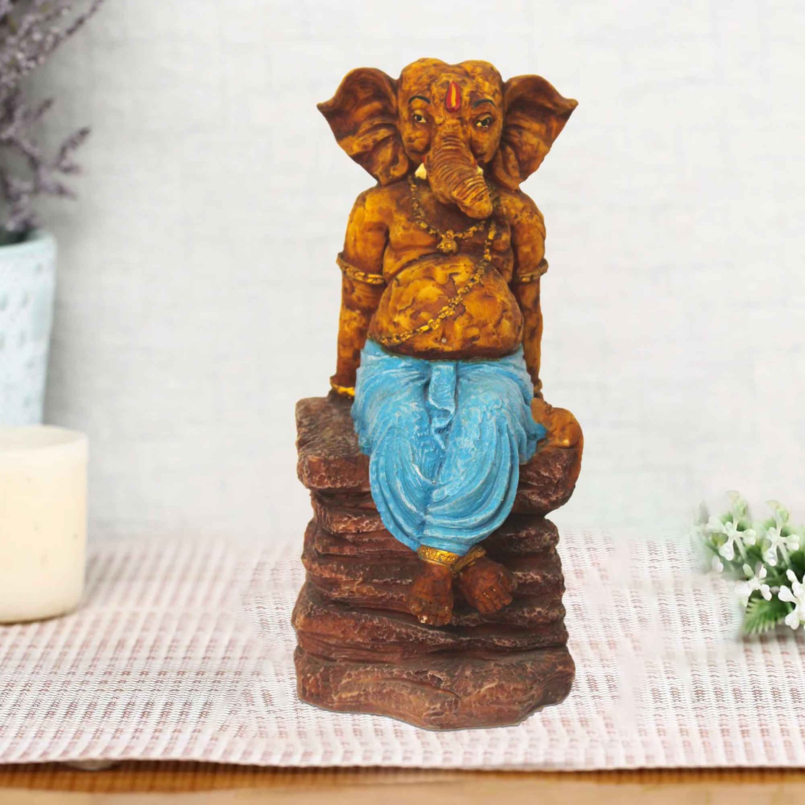 Sitting Lord Ganesha showpiece for home decor living room Matte Finish 30 cm G57GX1122ANLMX