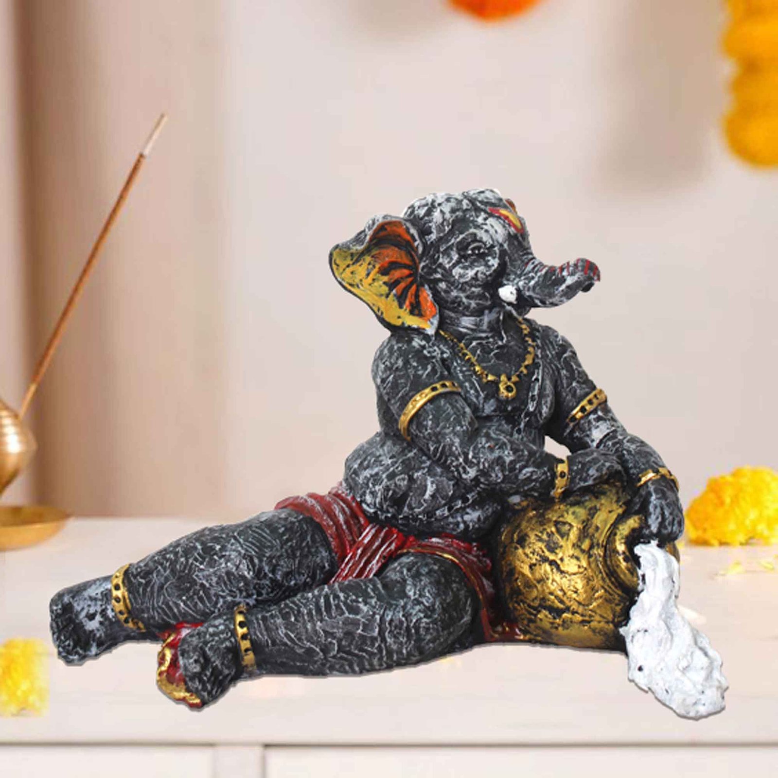 Maakhan Ganesha gift items for home decor Matte Finish 19 cm G57GX1123FRLMX
