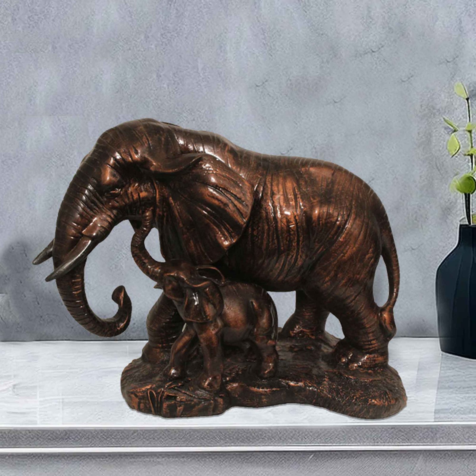 Elephant Family statue for gift Copper Antique Finish 33 cm G57GX1125CCAGX