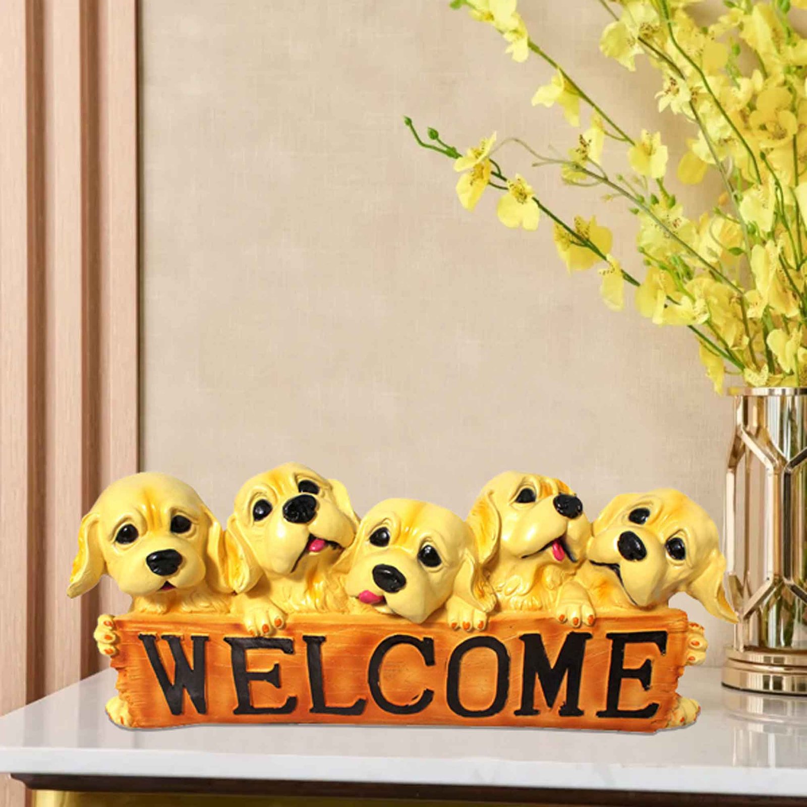 Welcome Dog statue for home decoration Matte Finish 18 cm G57GX1130YKLMX