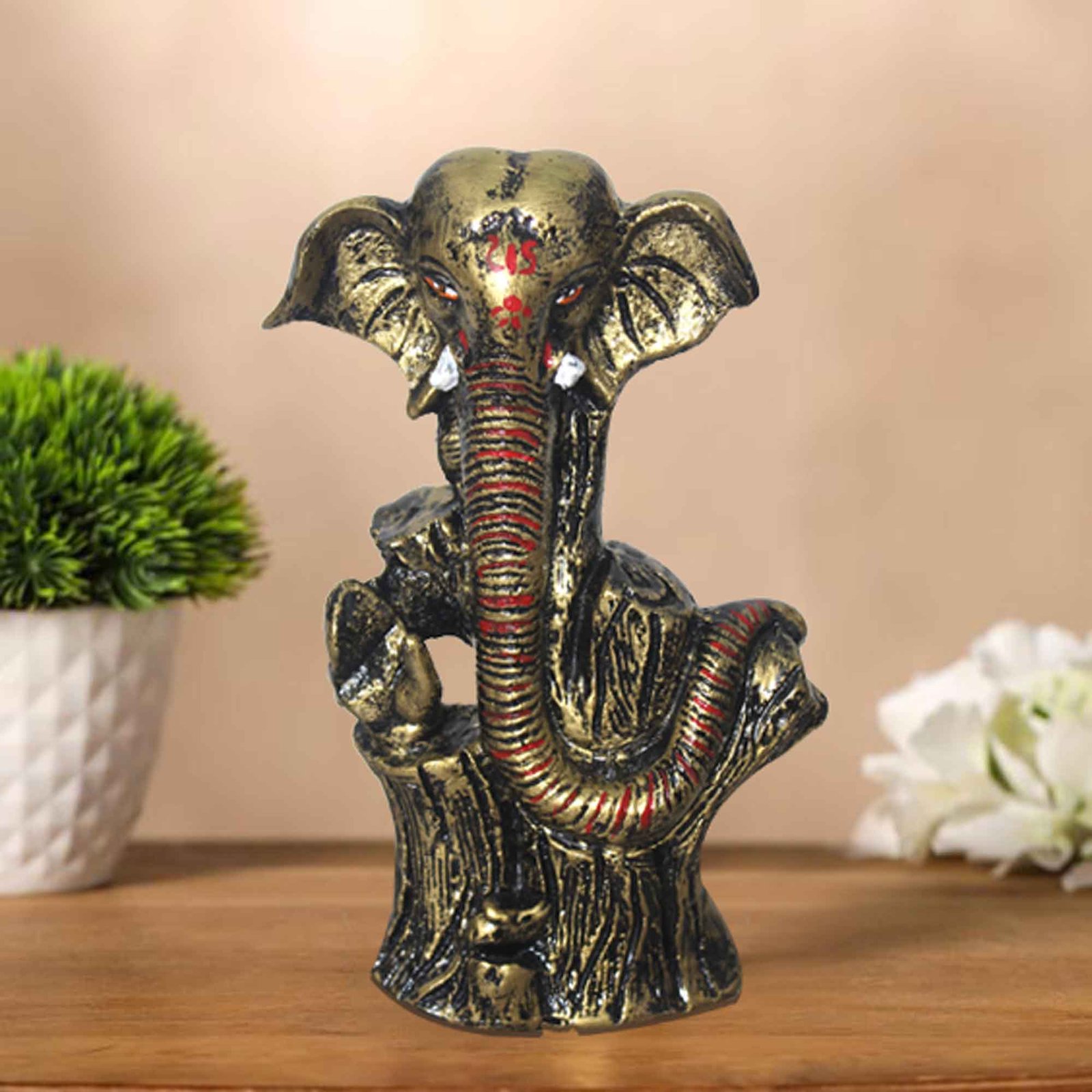 Lord Tree Ganesha gift items for home decor Brass Antique Finish 18 cm G57GX1162BBAGX