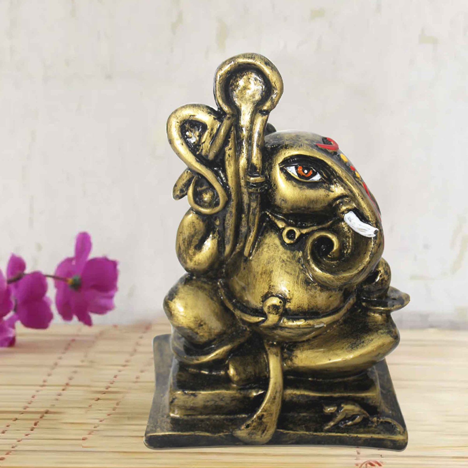 Artistic Ganesha artifacts for living room Brass Antique Finish 19 cm G57GX1163BBAGX