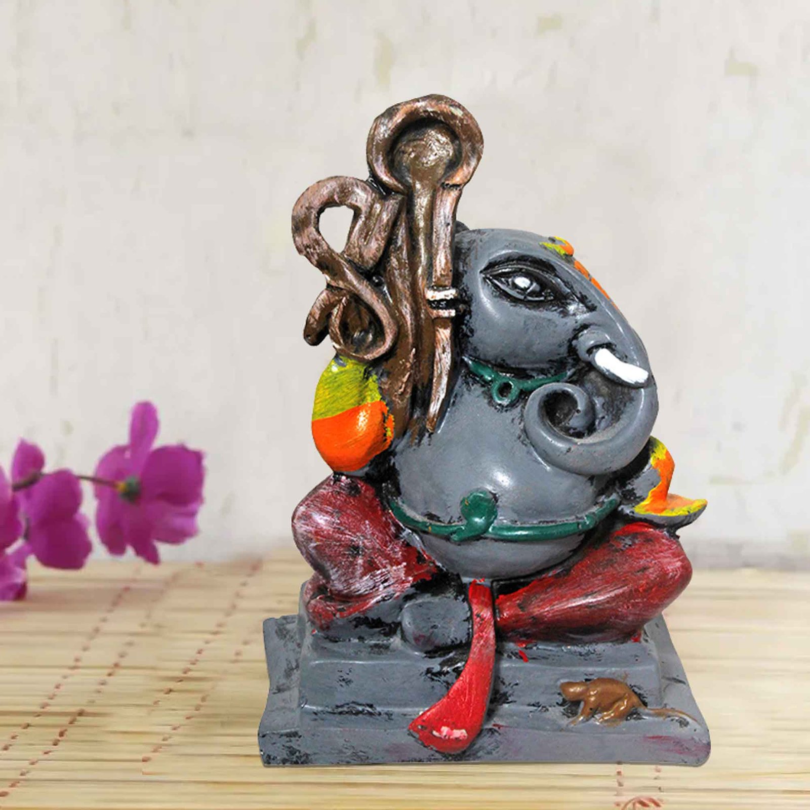 Artistic Ganesha sculpture for living room Matte Finish 20 cm G57GX1163FOLMX
