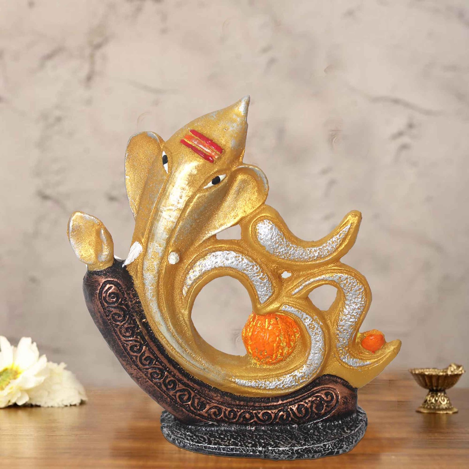 Lord Om Ganesha murti for gift Pearl Finish 19 cm G57GX1164GCSGX