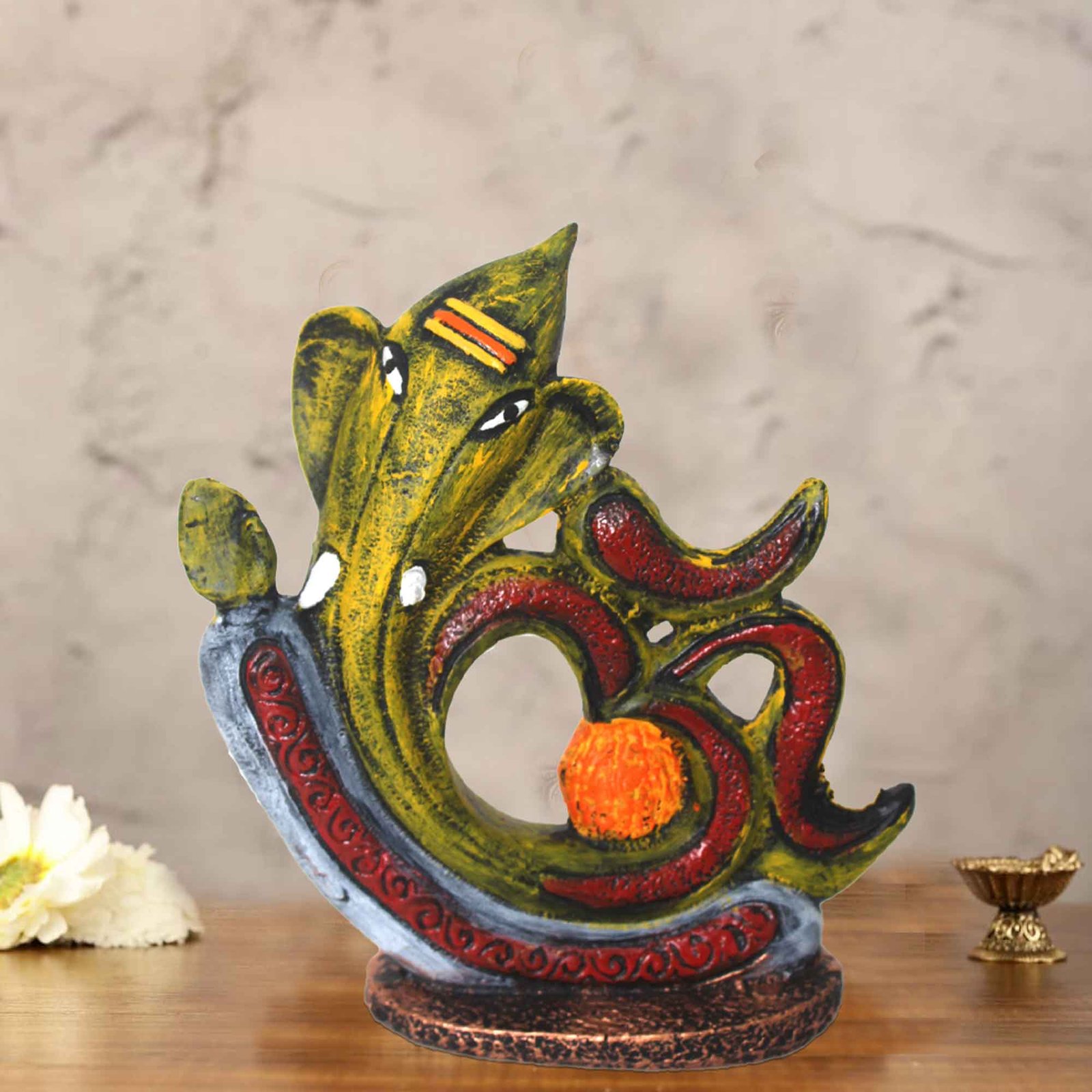 Lord Om Ganesha murti for home decoration Matte Finish 19 cm G57GX1164YRLMX