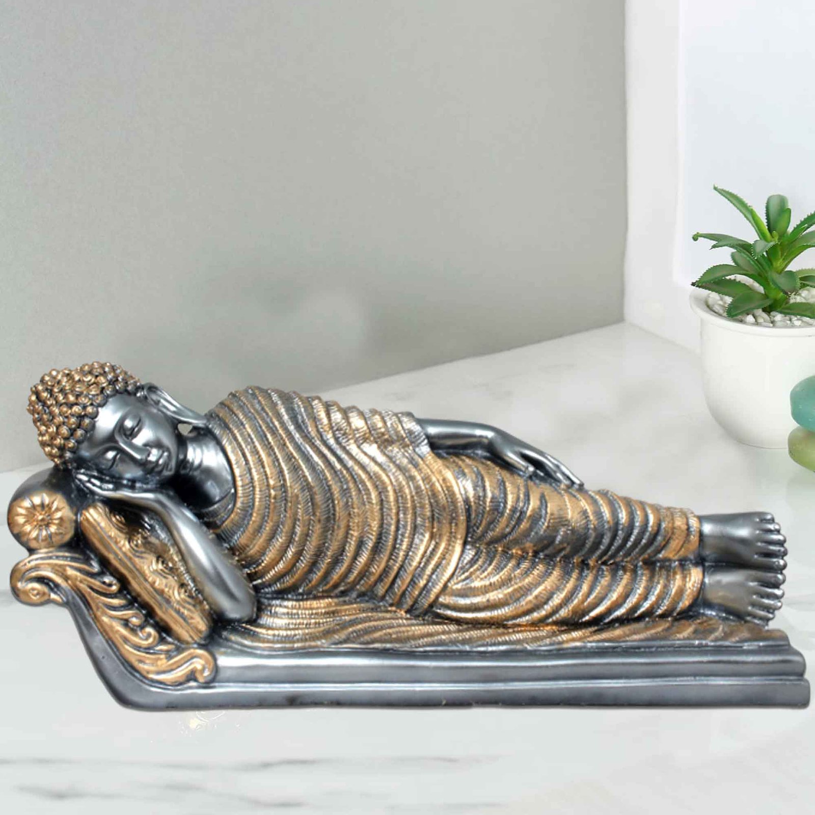 Resting Buddha figures for home decor Pearl Finish 20 cm G57GX1181SGSGX