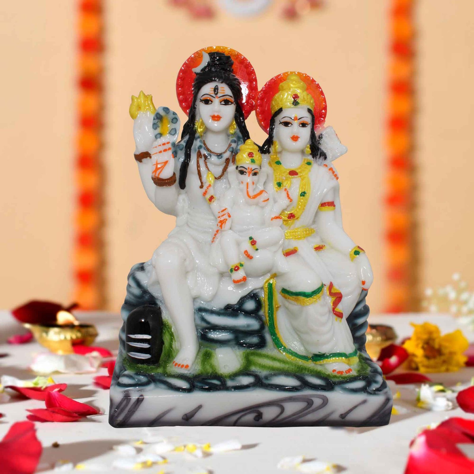 Shiv Family gift items for marriage Marble Look 22 cm G57GX1185WMCGX