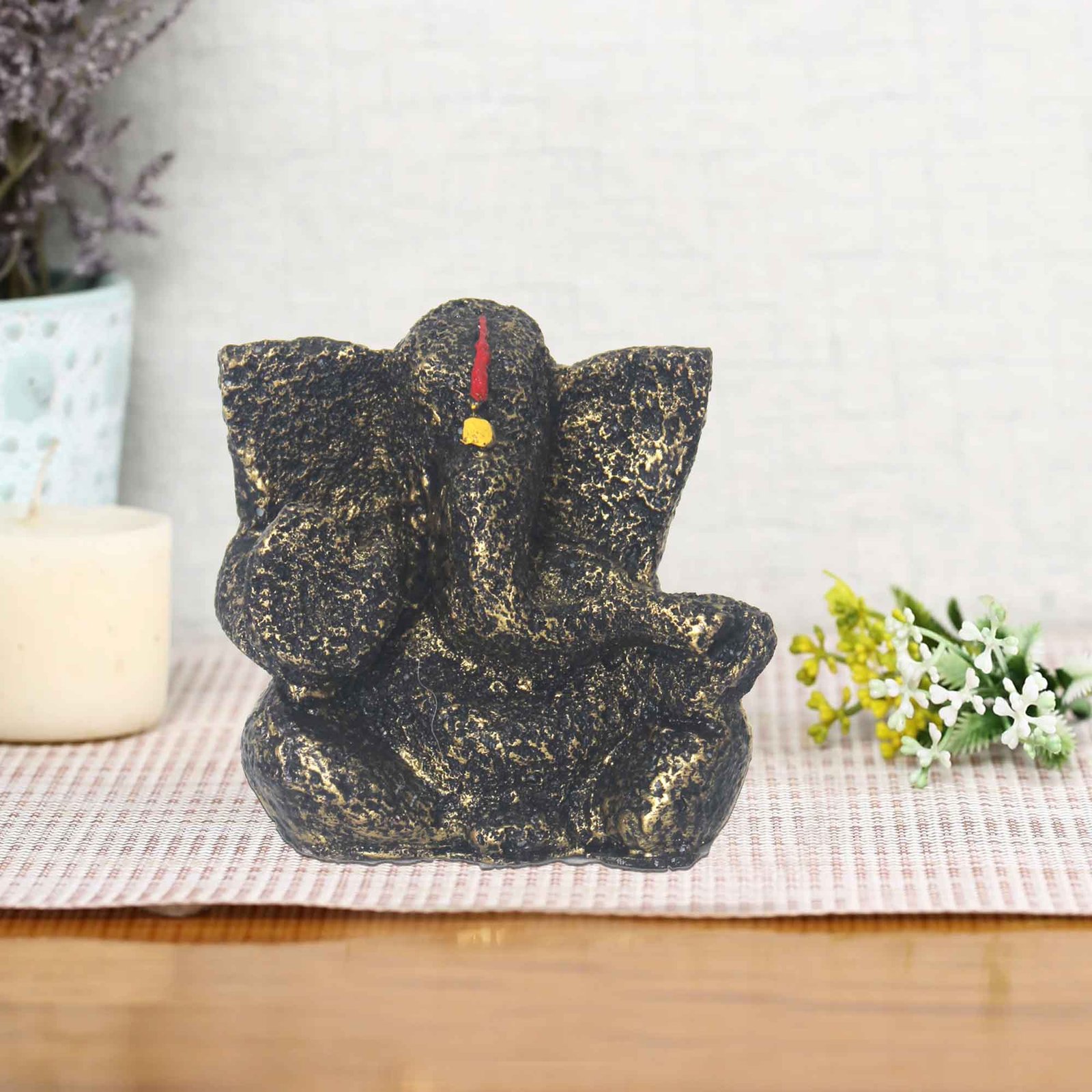 Small Ganesha gift items for home inaugration Brass Antique Finish 11 cm G57GX1246BBAGX
