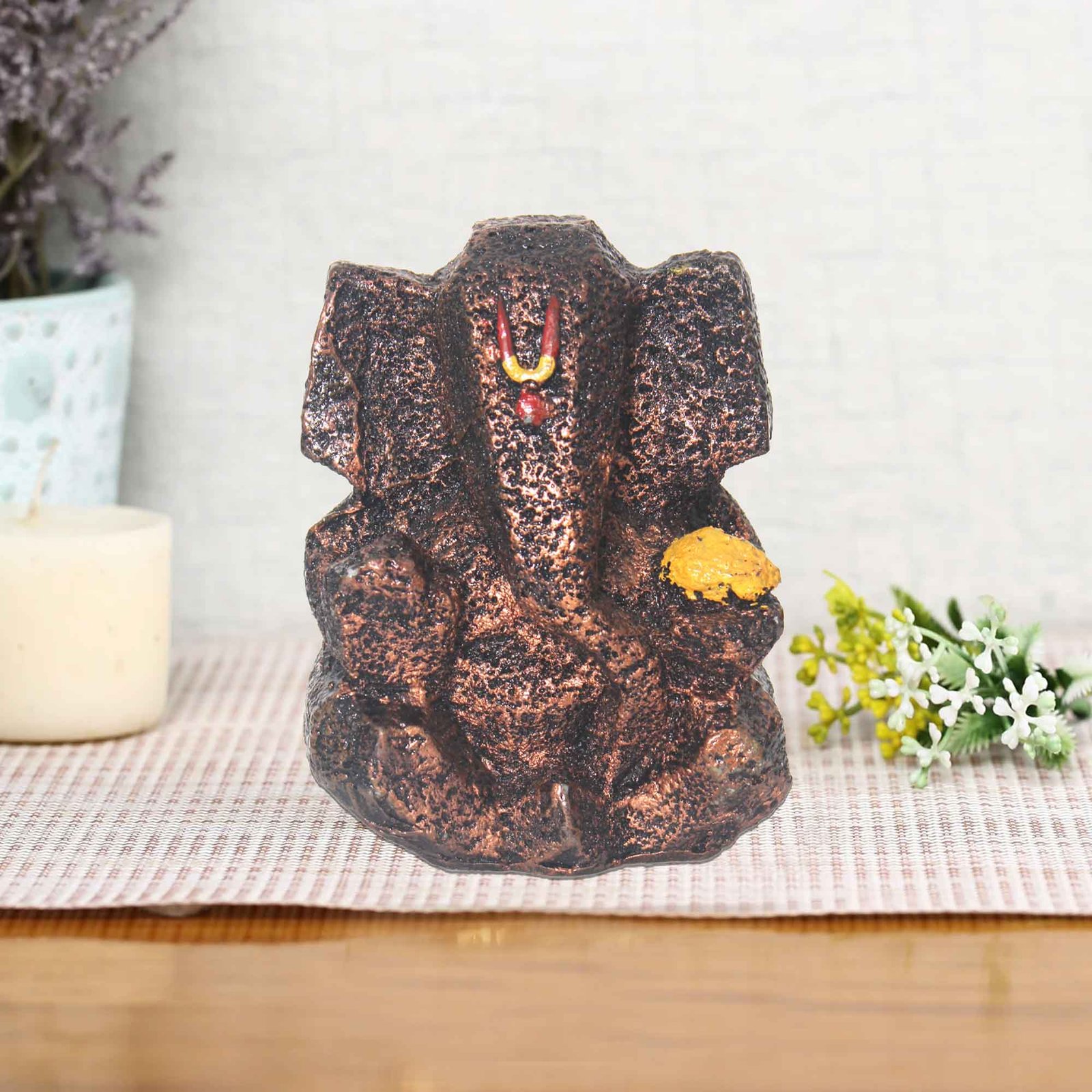 Bal Laddu Ganesha showpiece for home decor Copper Antique Finish 14 cm G57GX1249CCAGX
