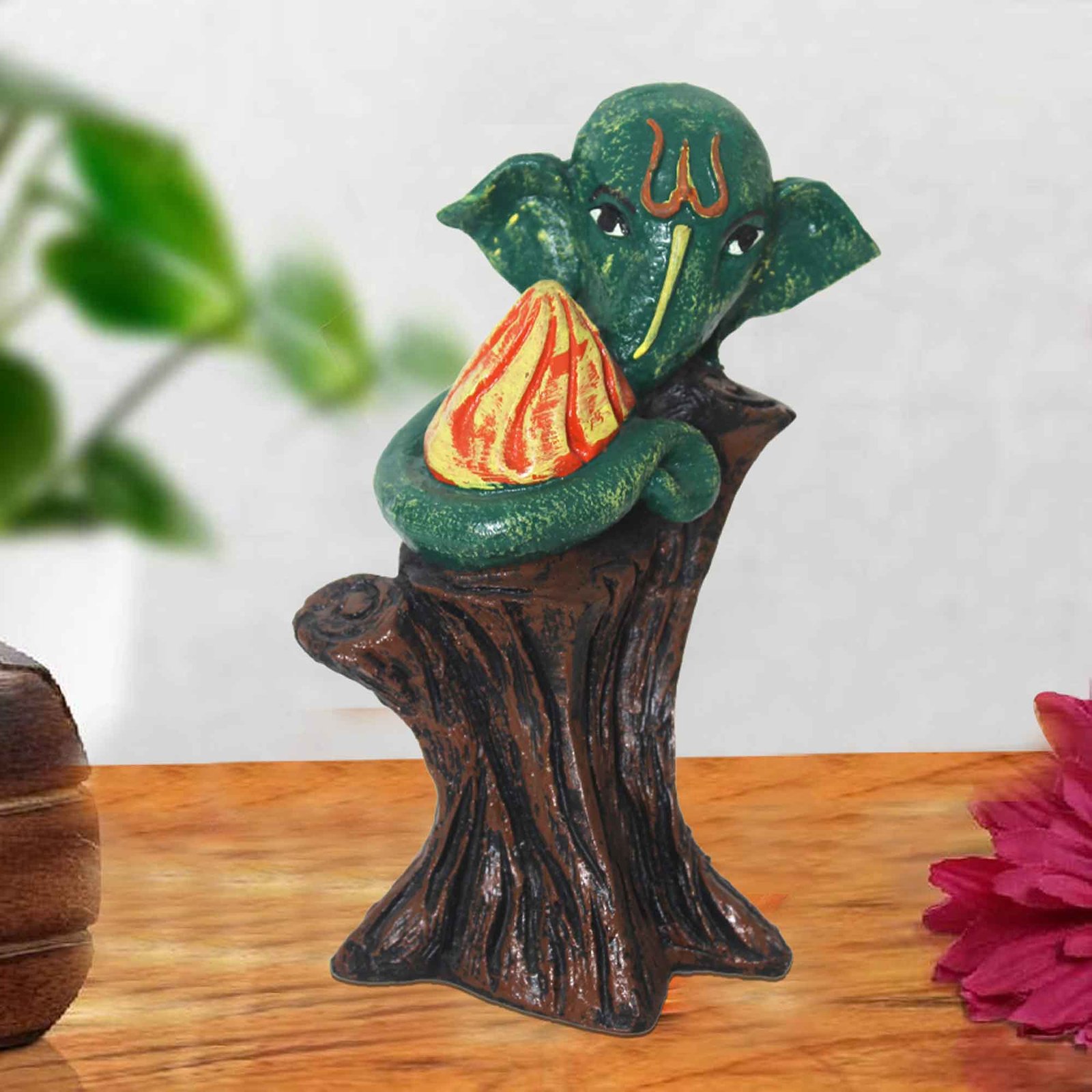 Artistic Ganesha showpiece for home decor living room Matte Finish 19 cm G57GX1251HALMX